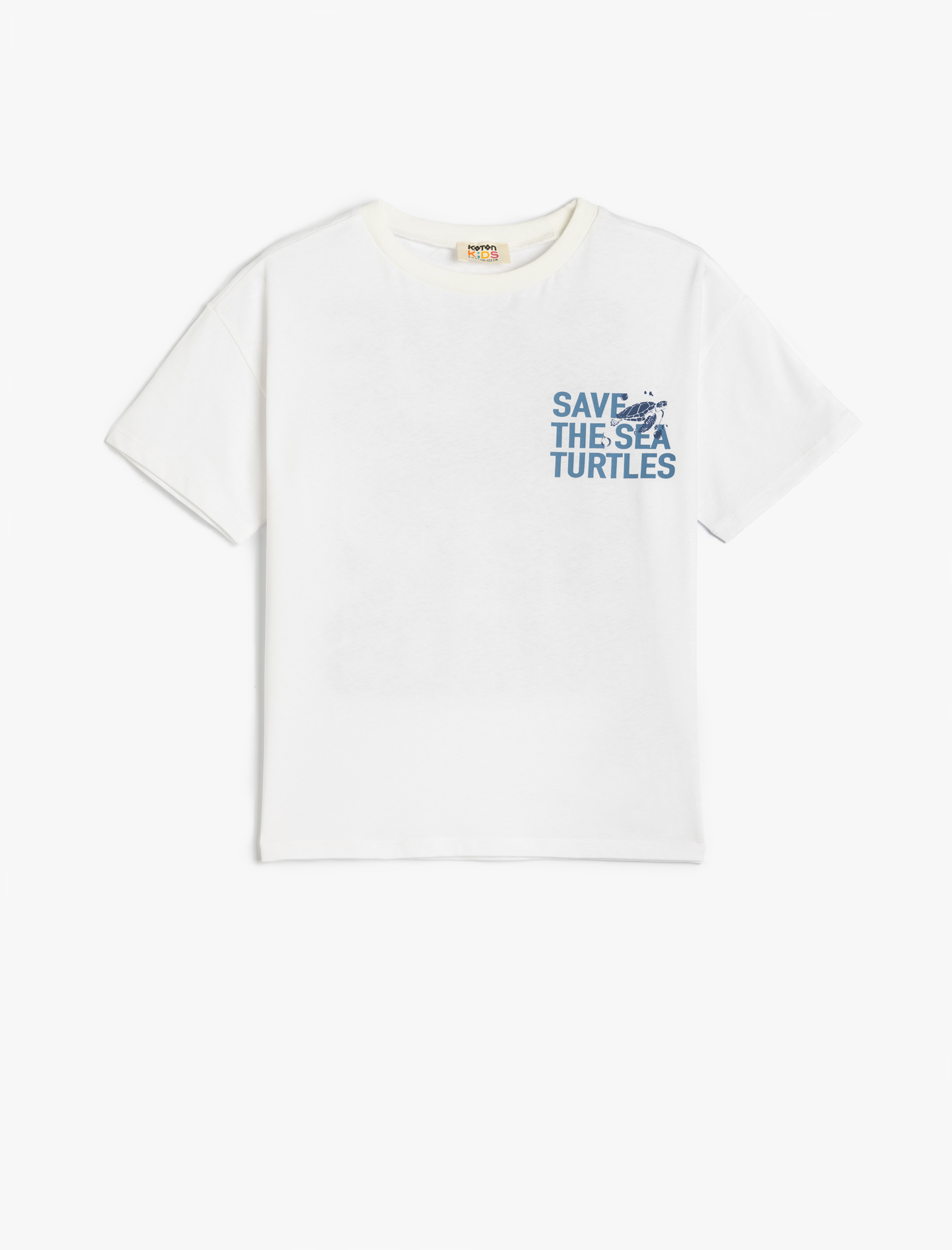  Erkek Çocuk Slogan Baskılı Kısa Kollu Bisiklet Yaka Pamuklu Tişört