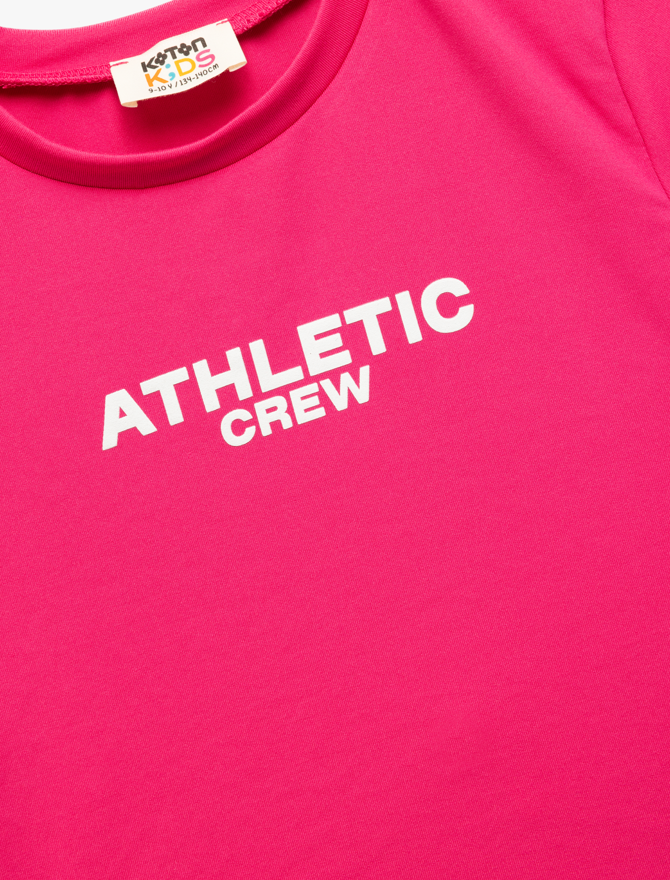  Kız Çocuk Baskılı Bisiklet Yaka Kısa Kollu Crop Tişört