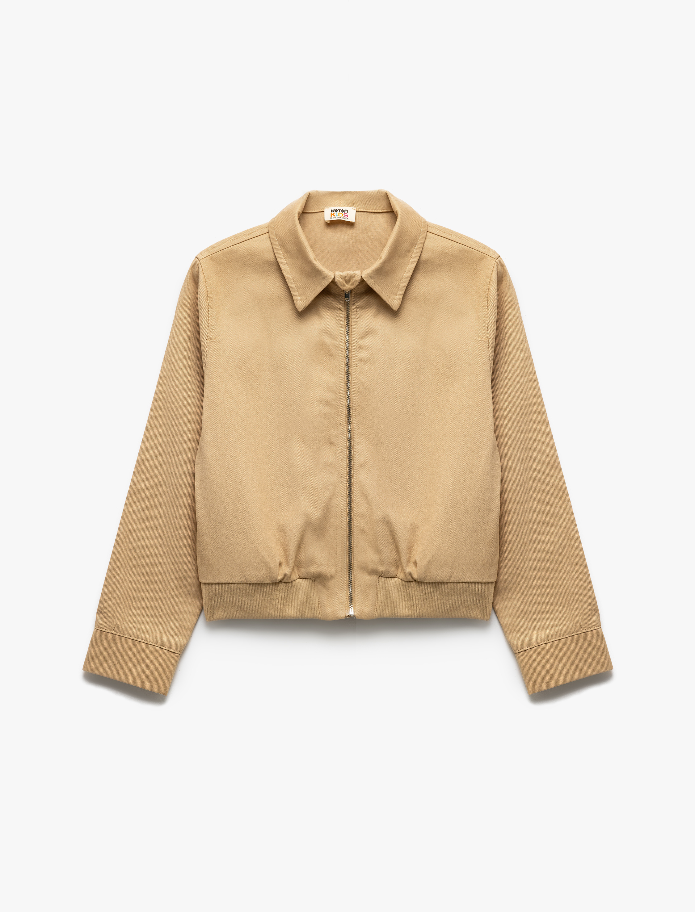  Kız Çocuk Uzun Kollu Gömlek Yaka Pamuklu Fermuarlı Gabardin Mevsimlik Ceket