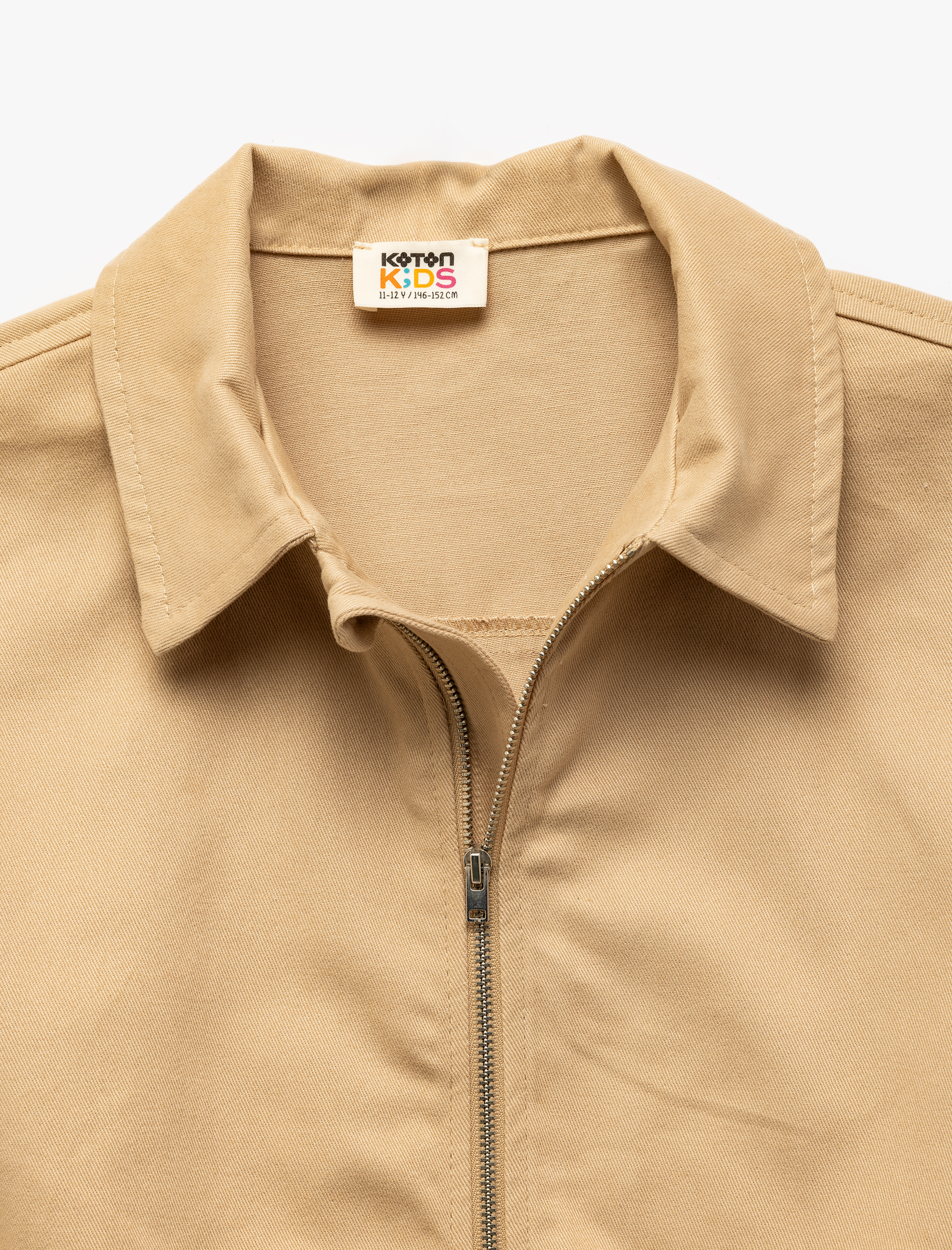  Kız Çocuk Uzun Kollu Gömlek Yaka Pamuklu Fermuarlı Gabardin Mevsimlik Ceket