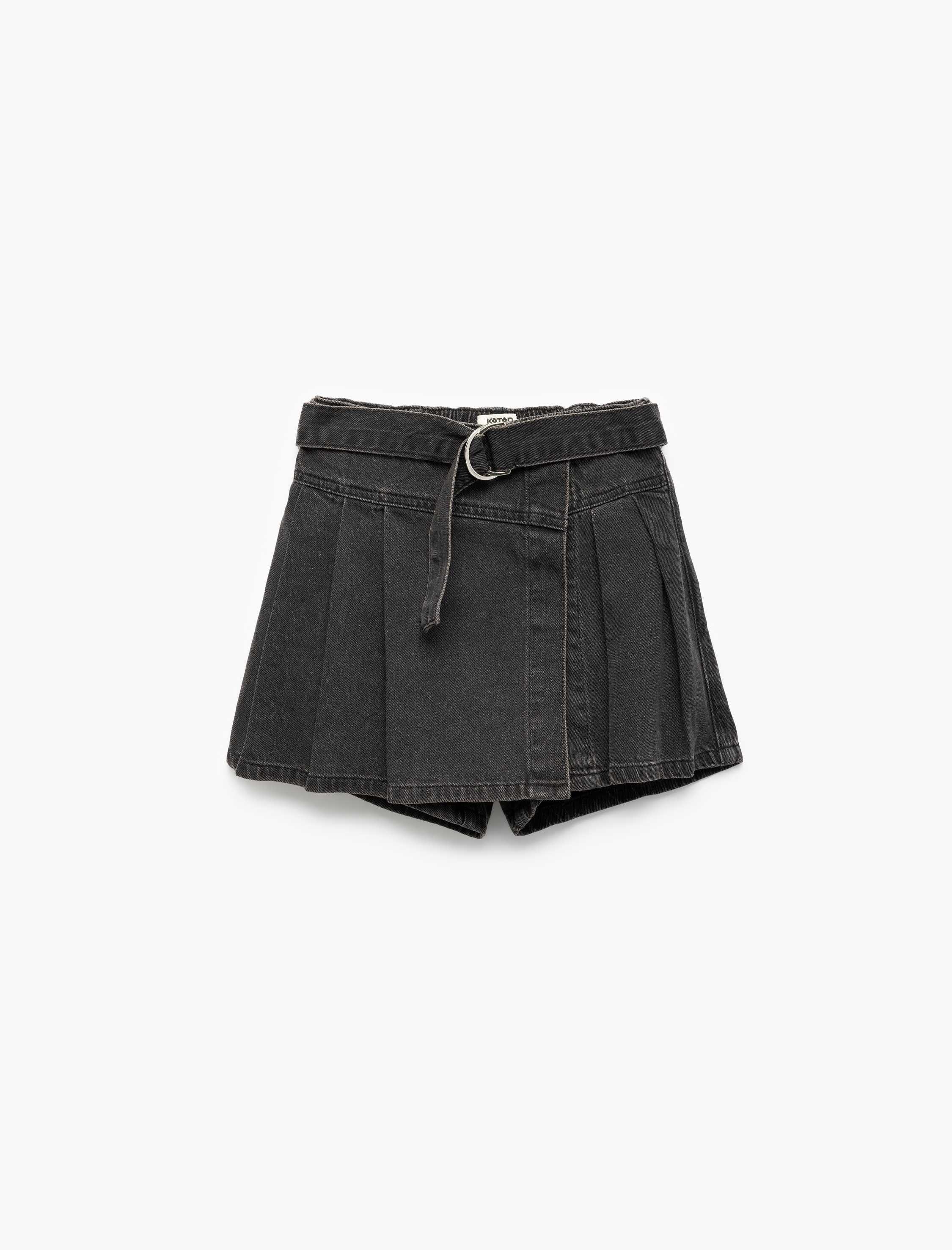 Kız Çocuk Pamuklu Cepli Kemer Detaylı Denim Şort Etek