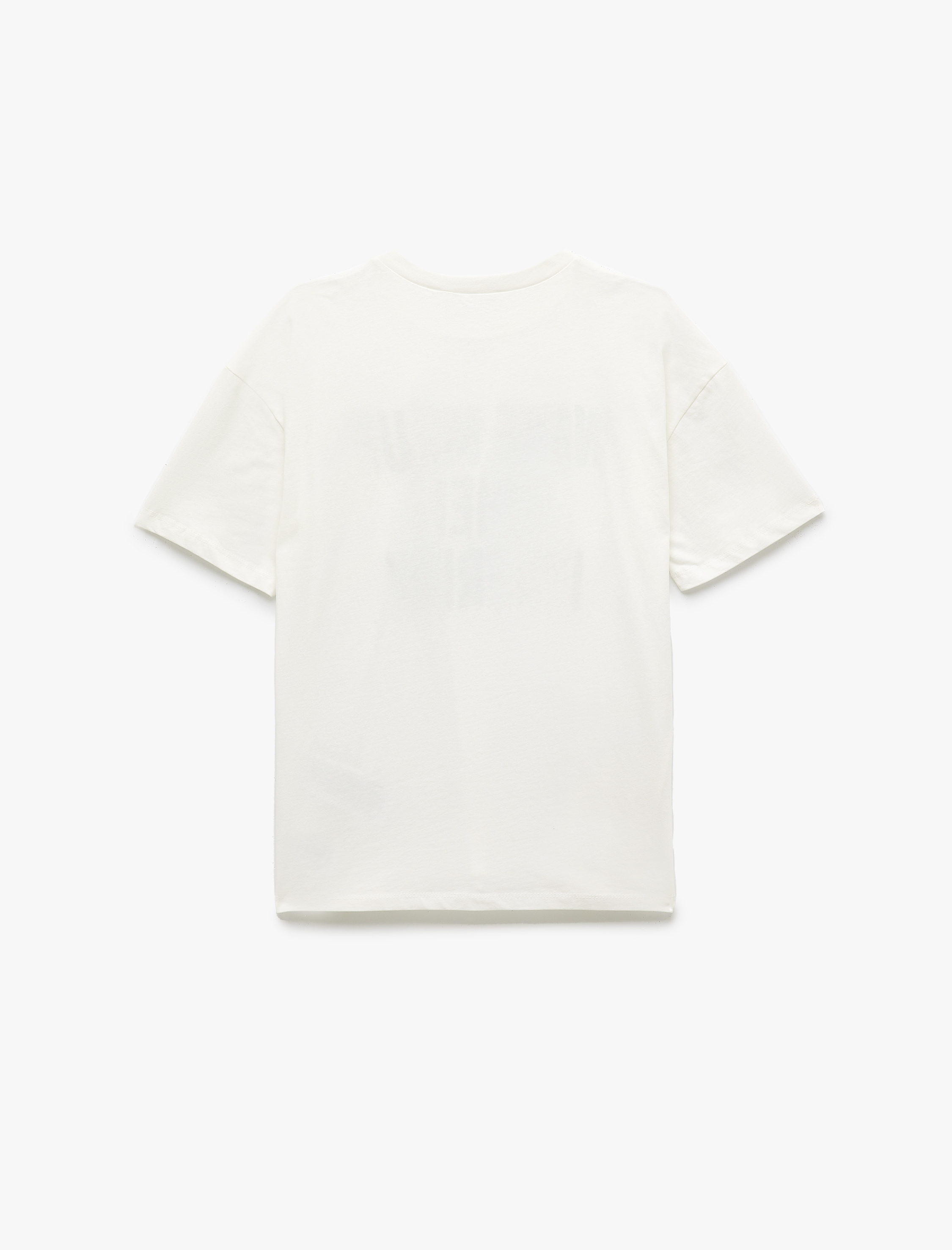 Kısa Kollu Bisiklet Yaka Pamuklu Baskılı Oversize Tişört