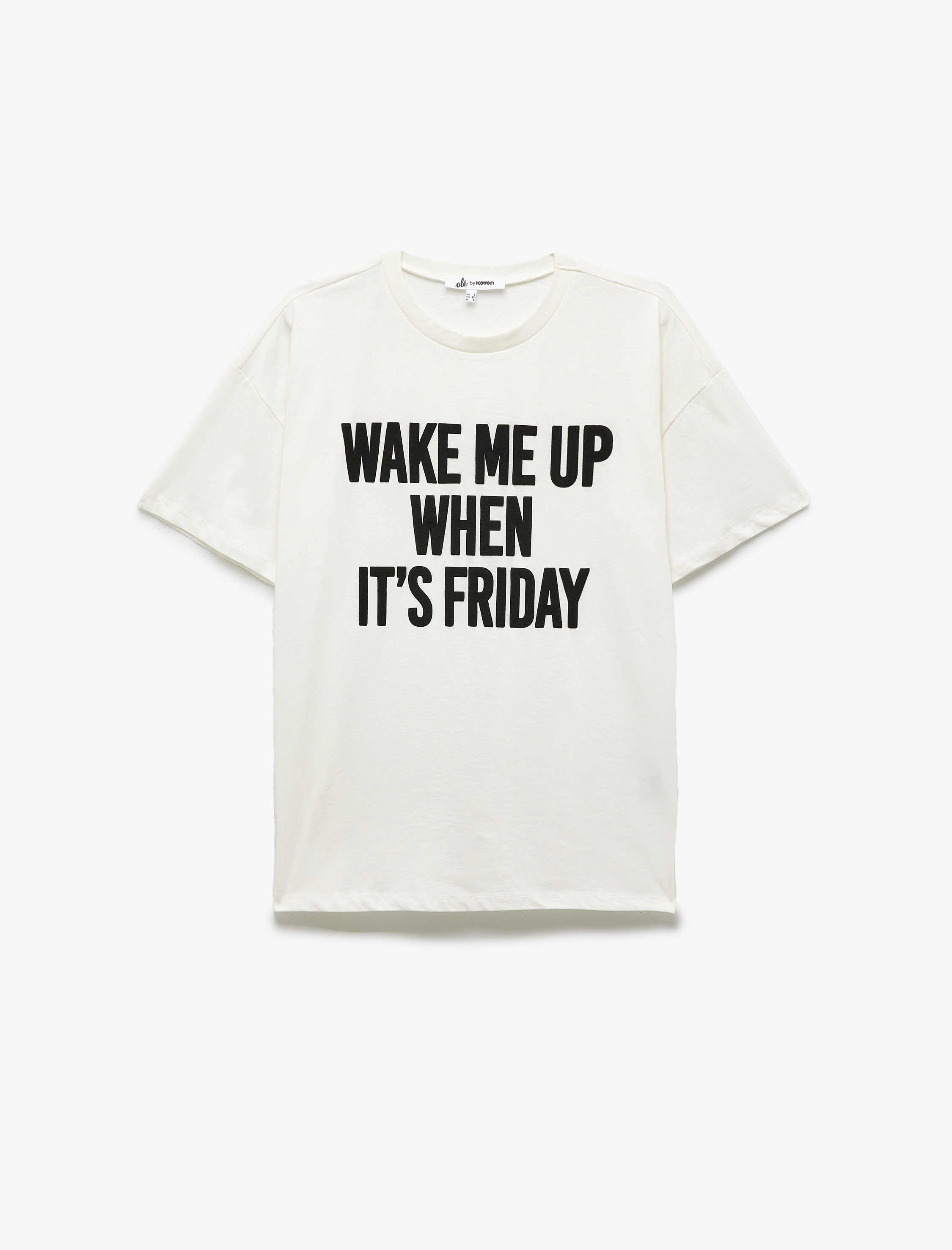 Kısa Kollu Bisiklet Yaka Pamuklu Baskılı Oversize Tişört