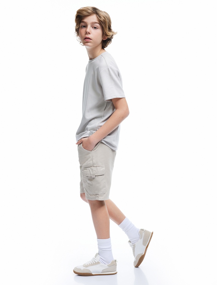 Erkek Çocuk Kargo Şort Beli Bağlamalı Yanları Cepli