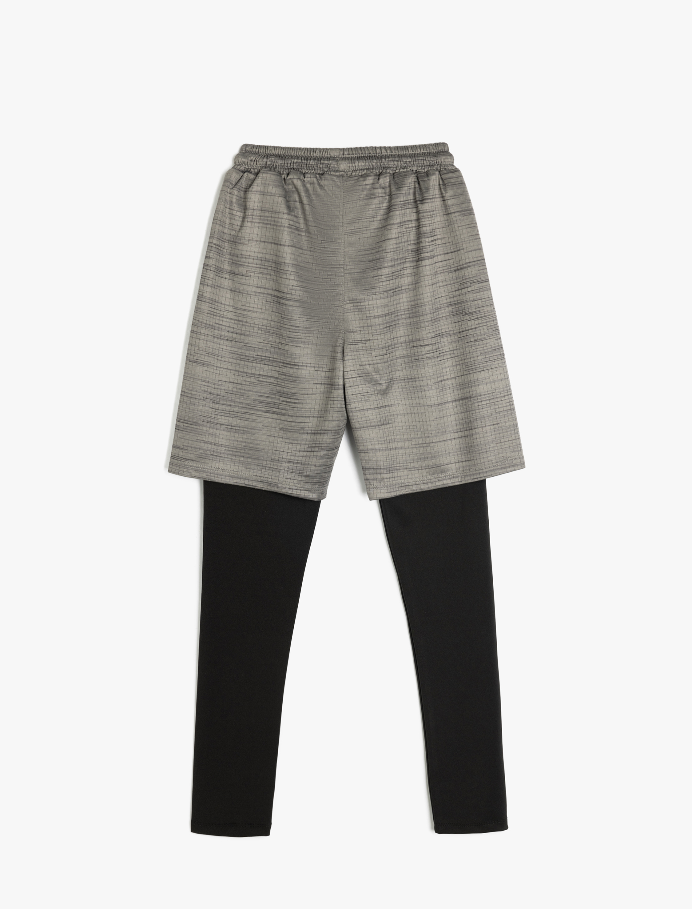  Erkek Çocuk Beli Bağlamalı Cep Detaylı Uzun Taytlı Koşu Şortu