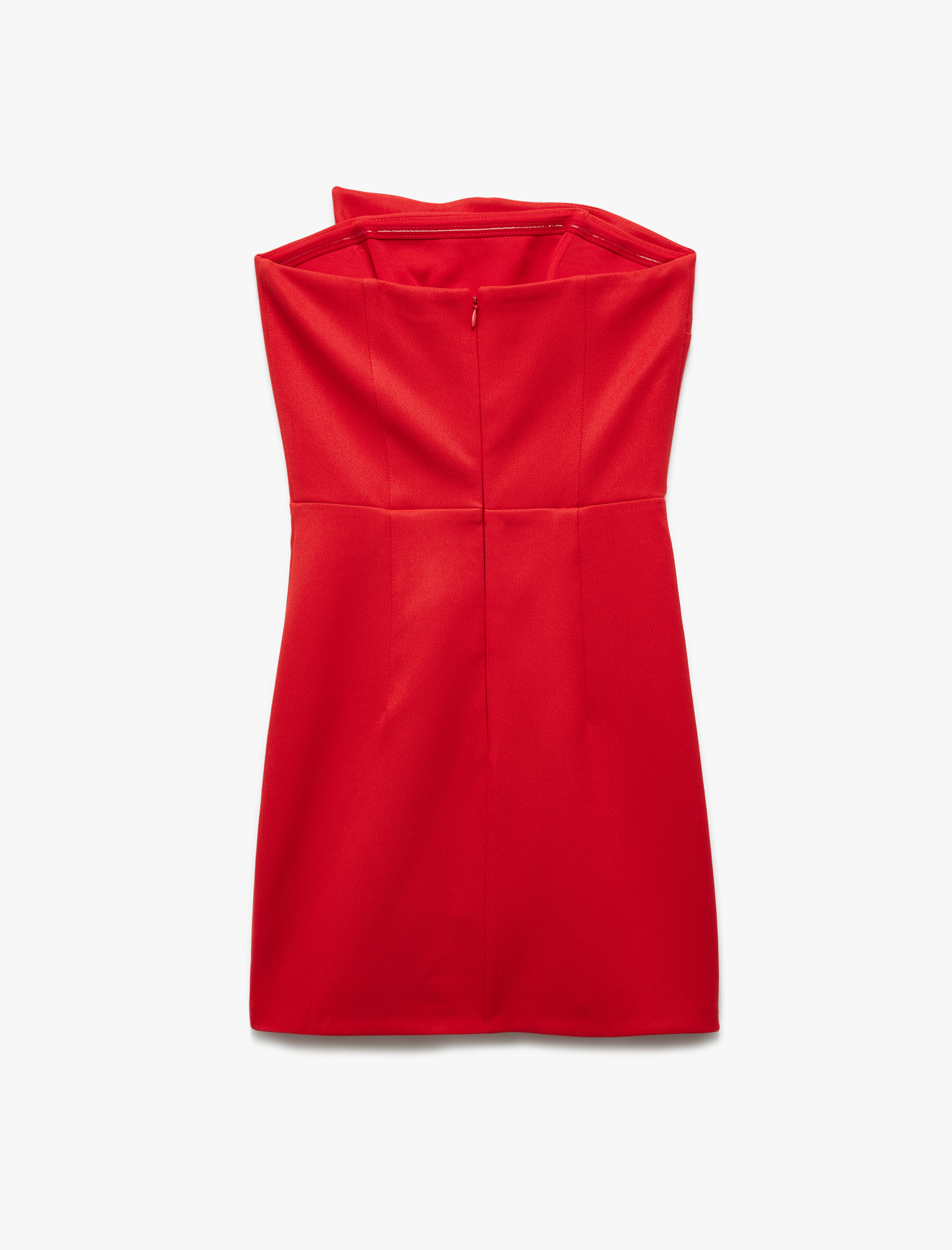   Straplez Bodycon Fiyonk Detaylı Mini Elbise