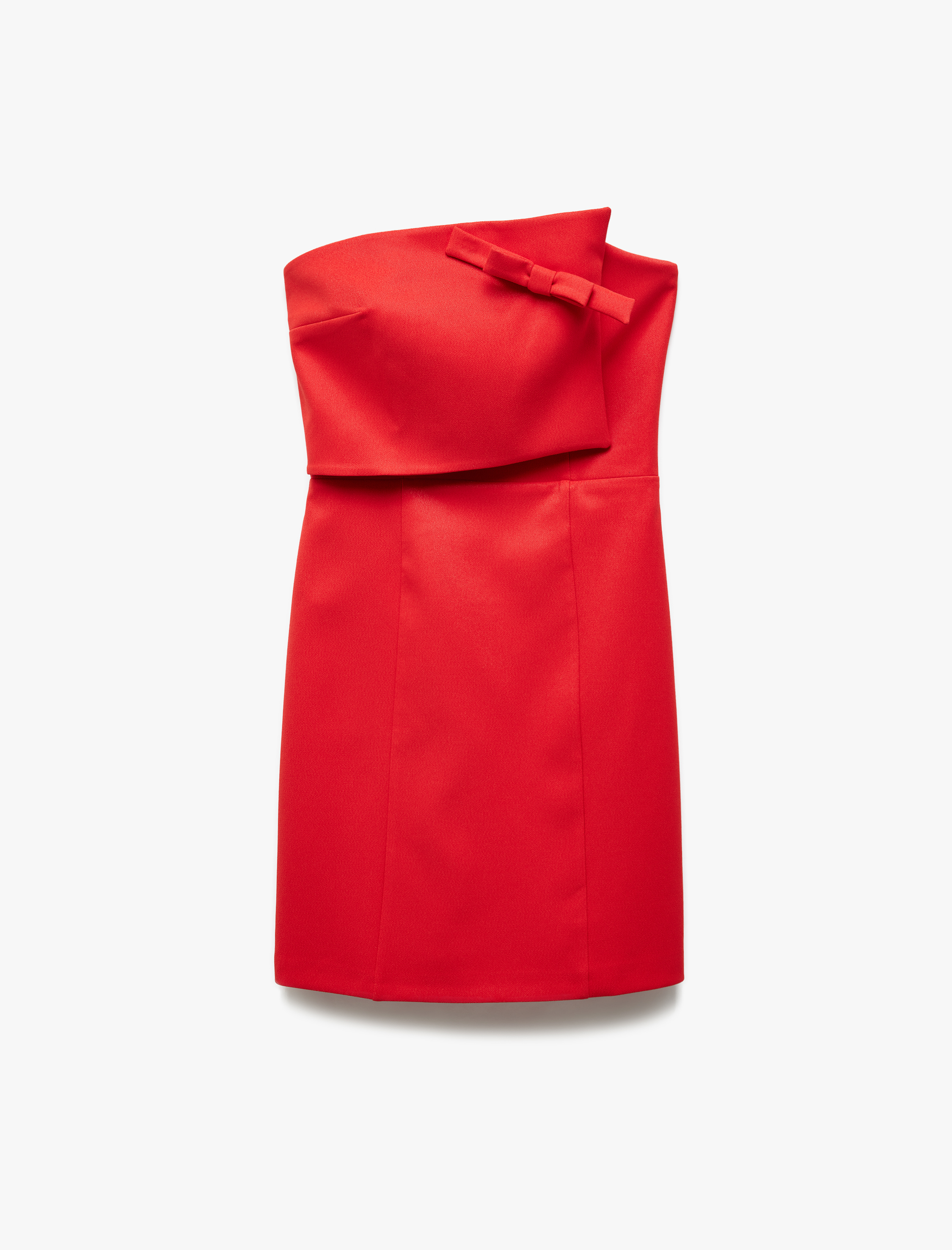   Straplez Bodycon Fiyonk Detaylı Mini Elbise