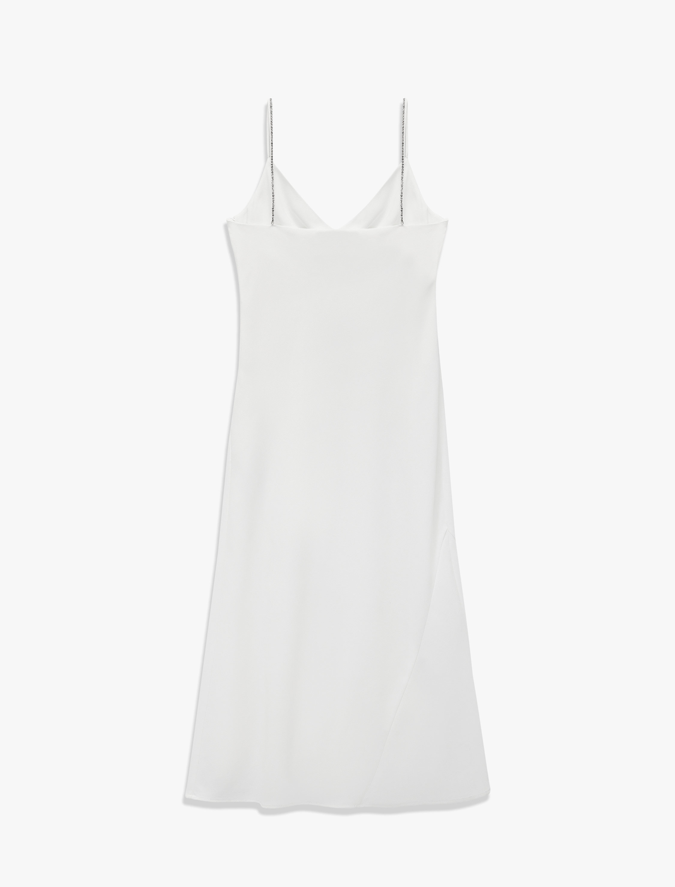   Yırtmaç Detaylı Degaje Yaka Kolsuz Drapeli Uzun Elbise