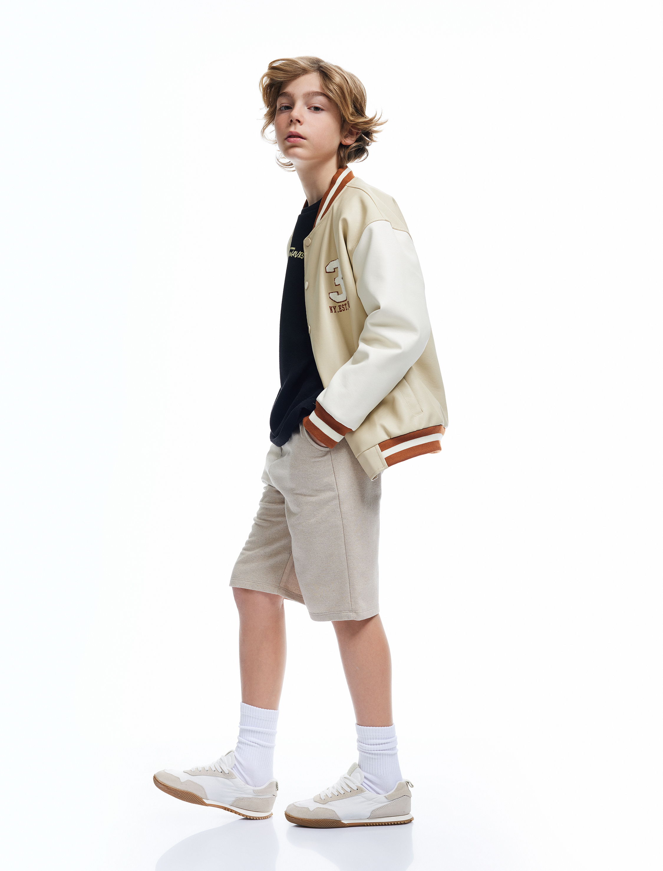  Erkek Çocuk Beli Bağcıklı Cep Detaylı ı Basic Şort