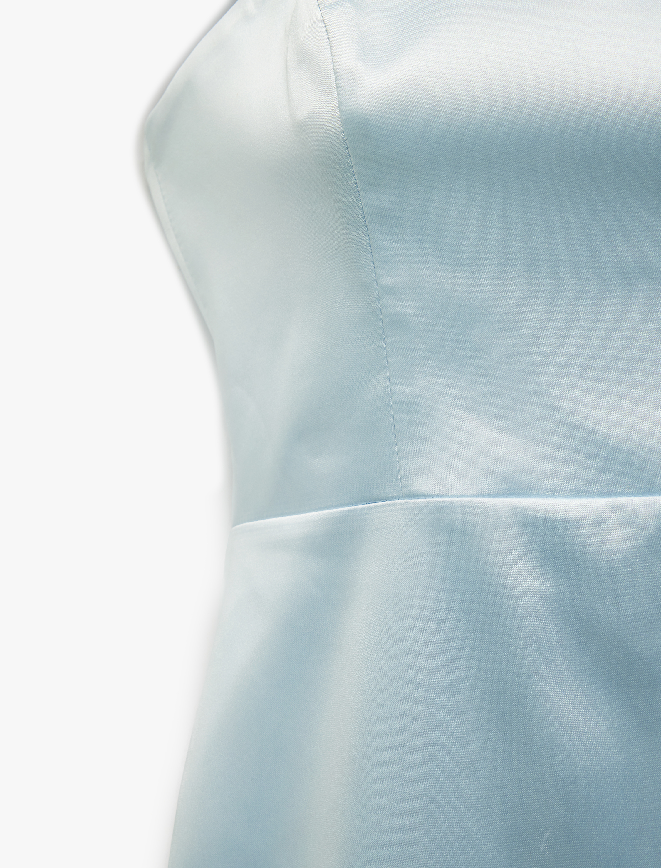 Mini Straplez Taş Askı Detaylı Saten Abiye Elbise