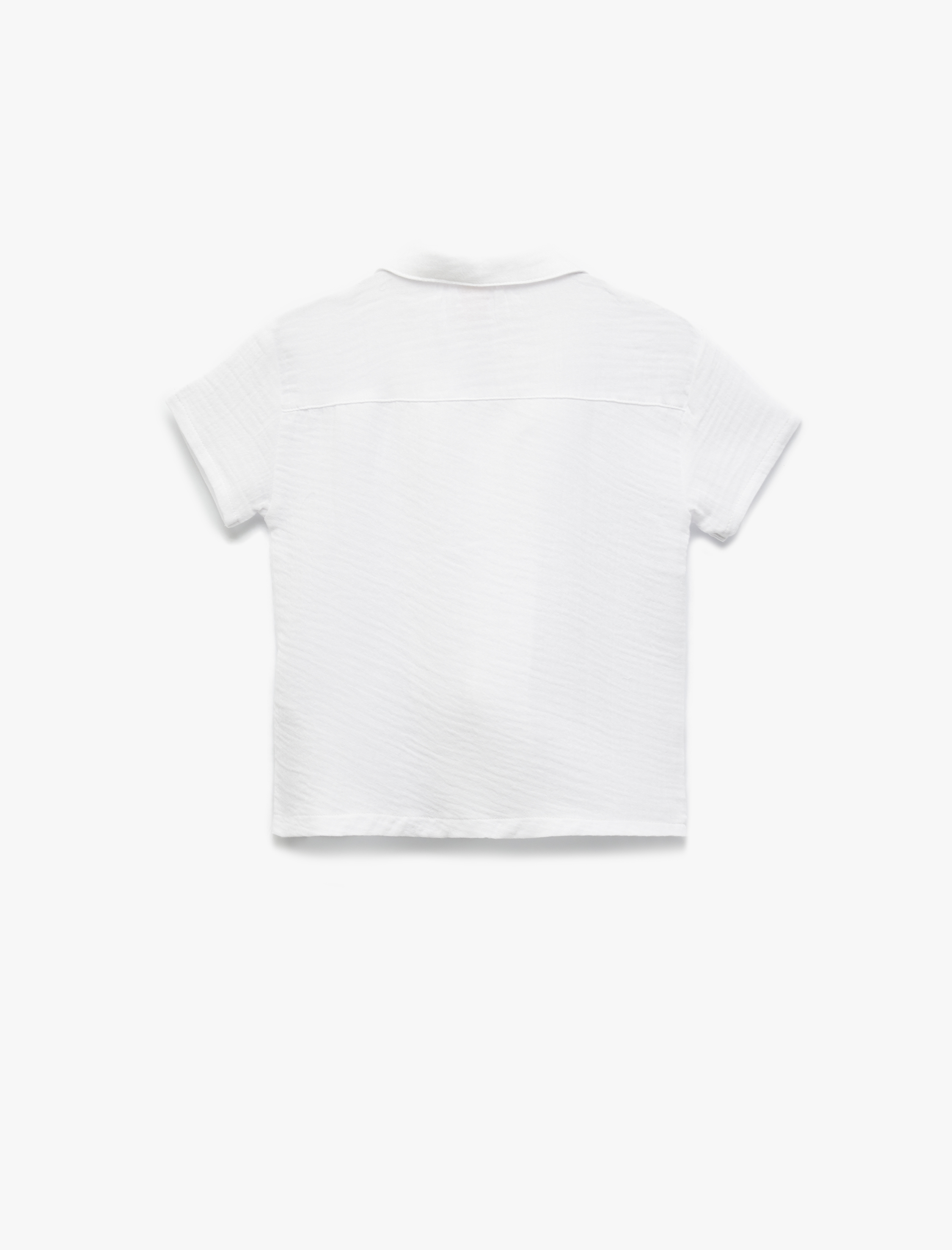  Erkek Bebek Pamuklu Düğmeli Cep Detaylı Kısa Kollu Müslin Gömlek