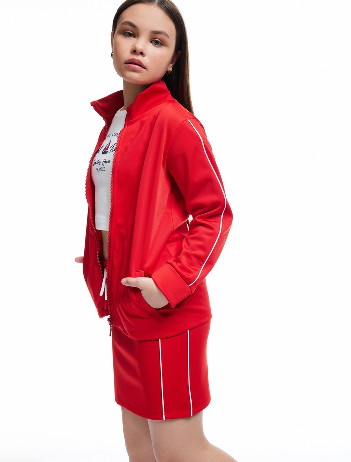 Kız Çocuk Beli Lastikli Bağlamalı Mini Etek