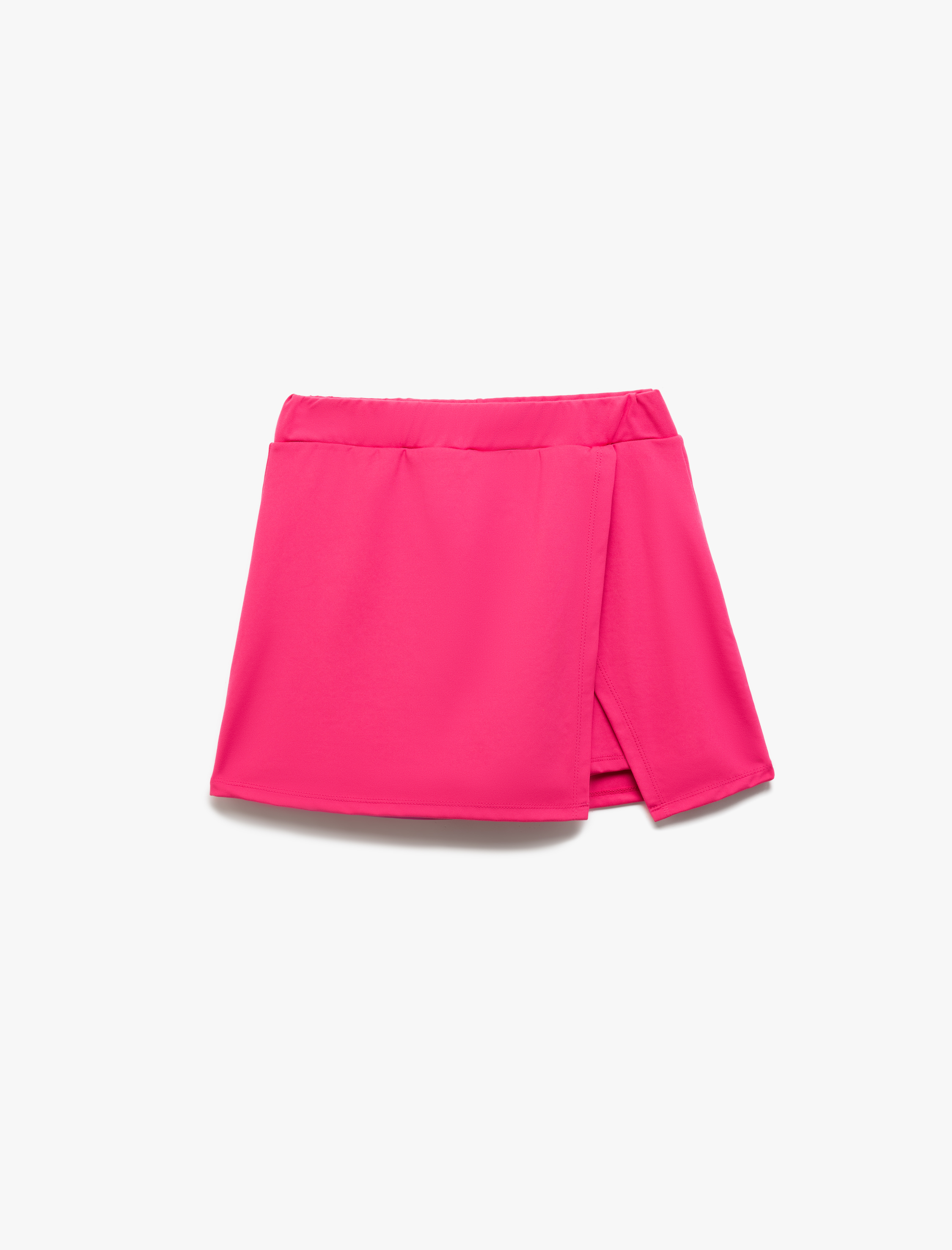 Kız Çocuk Beli Lastikli Yırtmaç Detaylı Mini Şort Etek