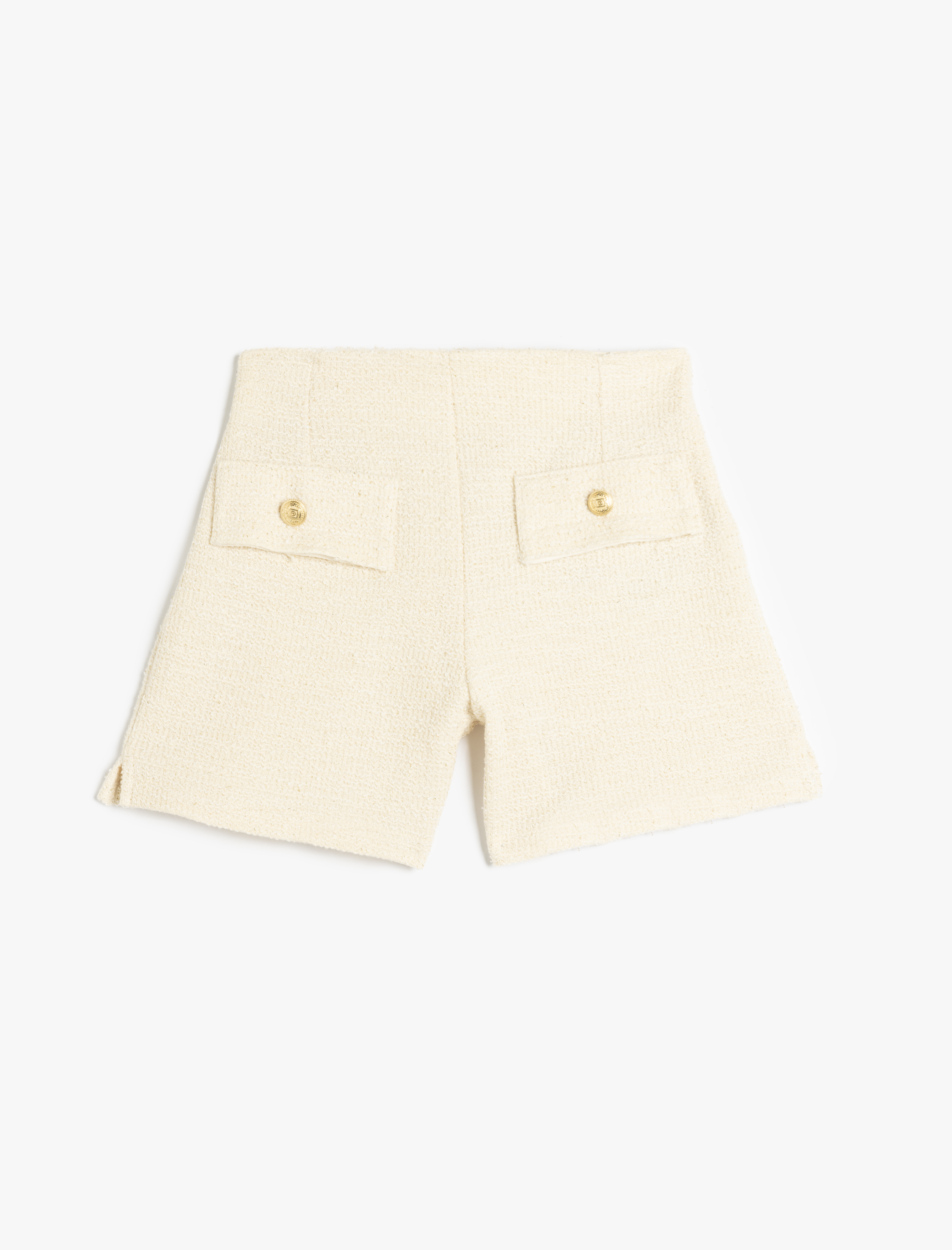  Kız Çocuk Pamuklu Düğme Detaylı Yırtmaçlı Tüvit Şort