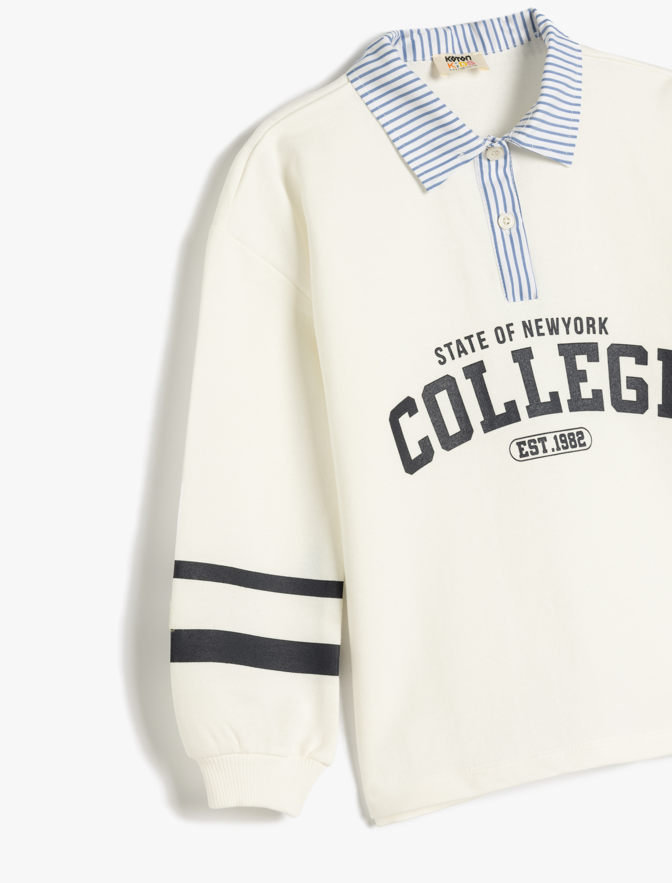  Kız Çocuk Uzun Kollu Gömlek Yaka Şardonlu Oversize Sweatshirt