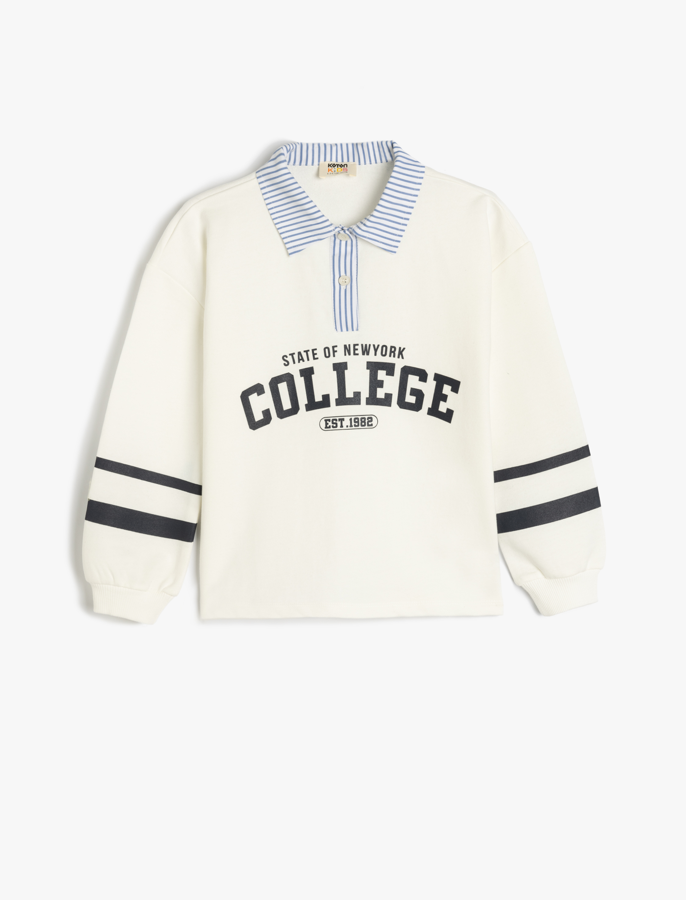  Kız Çocuk Uzun Kollu Gömlek Yaka Şardonlu Oversize Sweatshirt