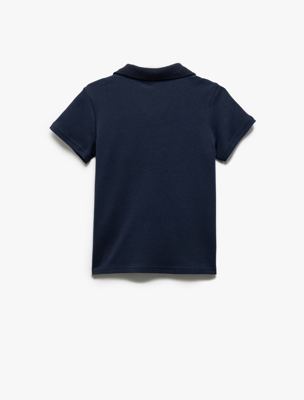 Pamuklu Kısa Kollu Basic Polo Yaka Tişört_3