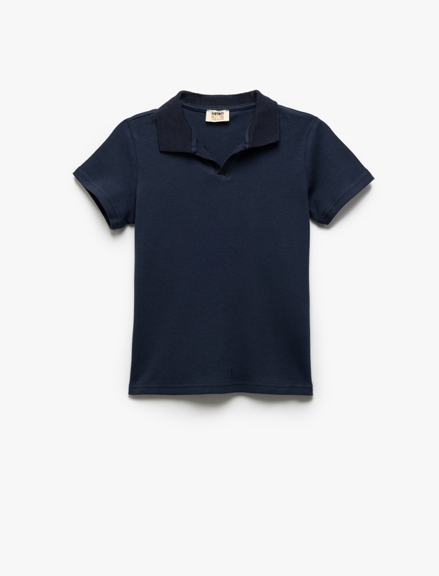 Pamuklu Kısa Kollu Basic Polo Yaka Tişört_2