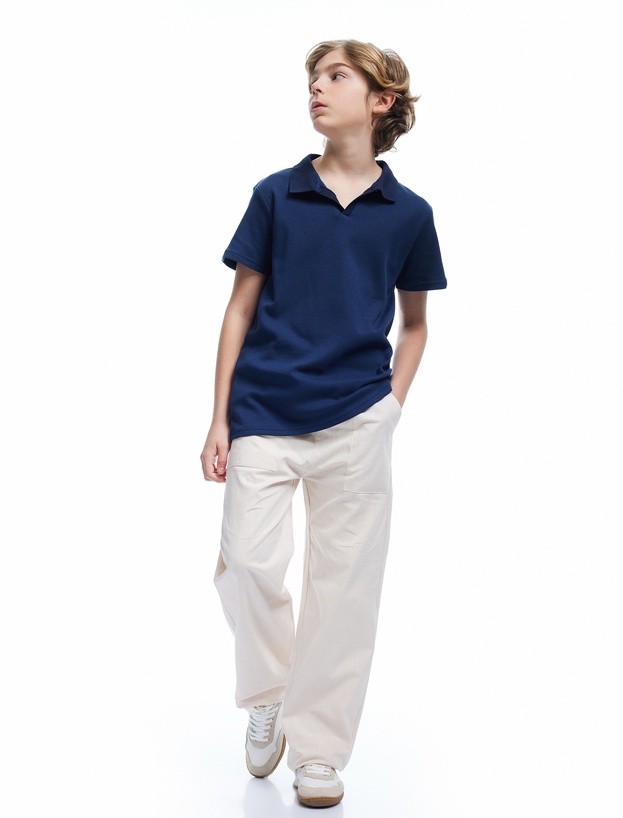 Pamuklu Kısa Kollu Basic Polo Yaka Tişört_0