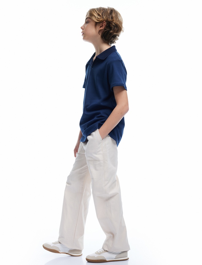 Erkek Çocuk Beli Bağcıklı Cep Detaylı Pamuklu Pantolon