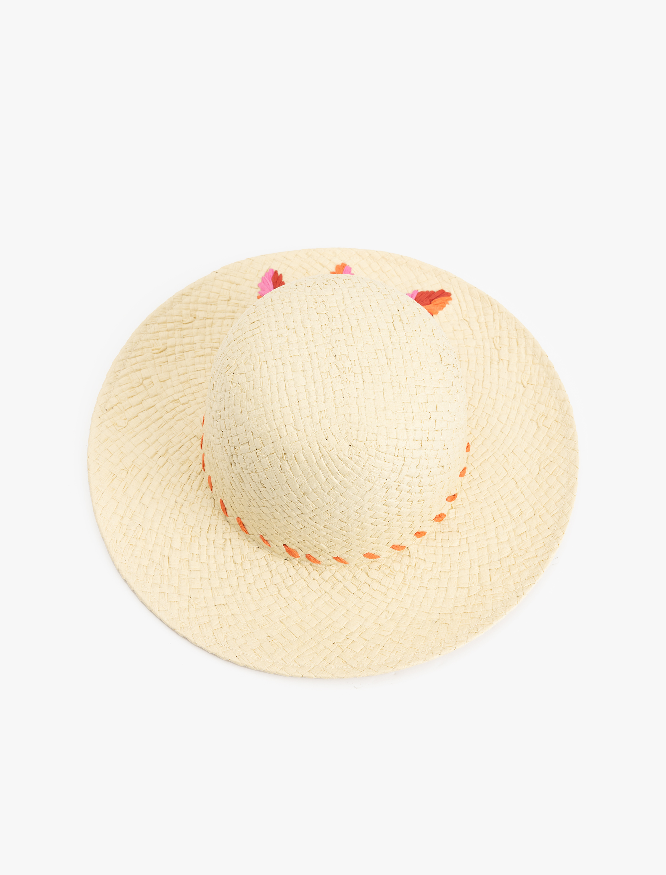  Kadın Yaprak İşleme Detaylı Hasır Şapka  - Koton X Sibil Çetinkaya