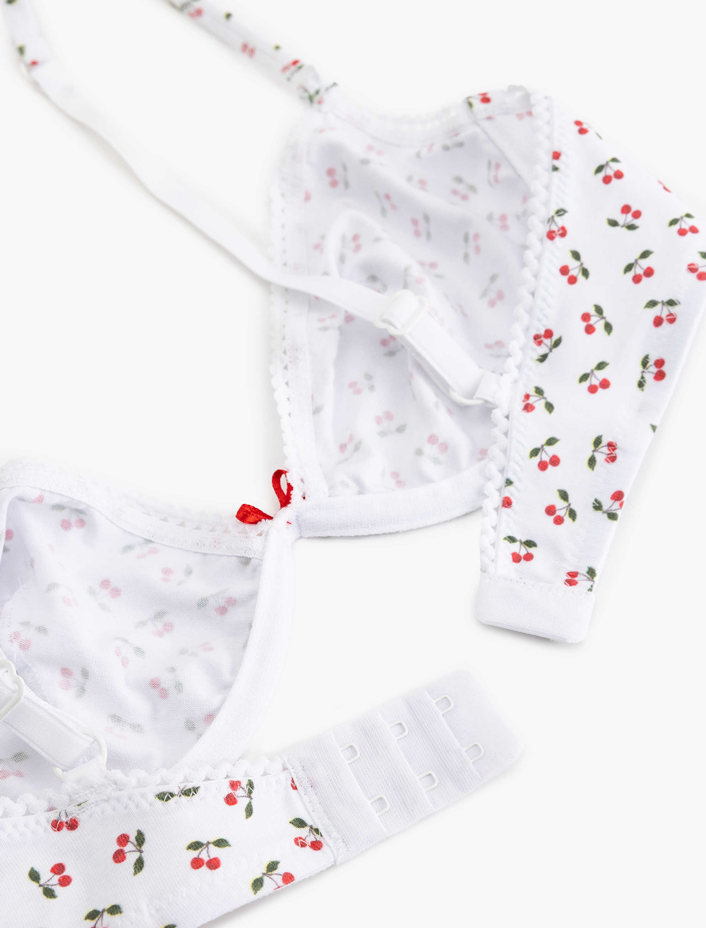   Pamuklu Balenli Kiraz Baskılı Sütyen