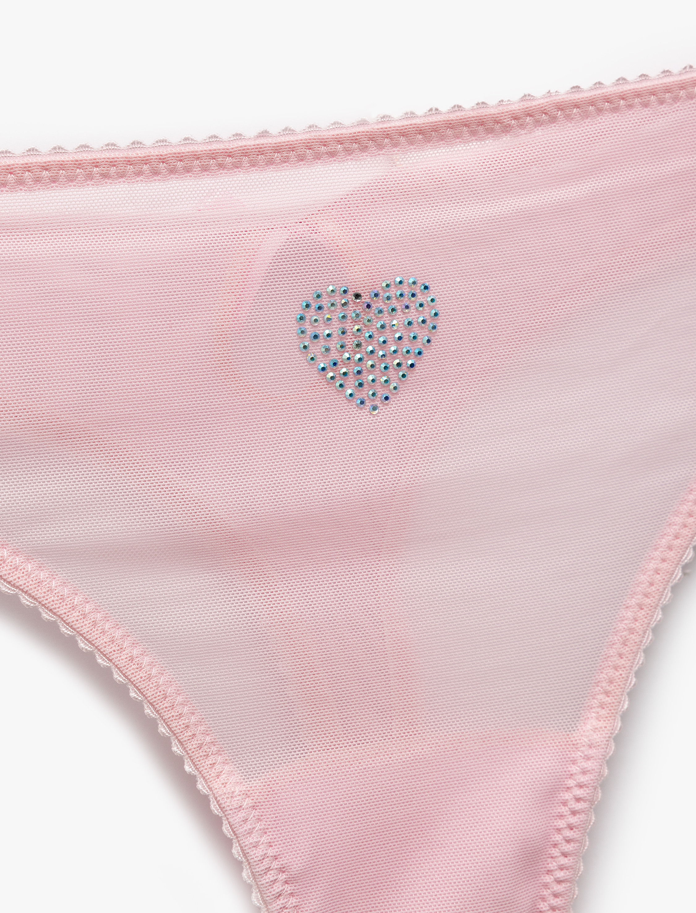   Taş Detaylı Kalpli Tül String Külot