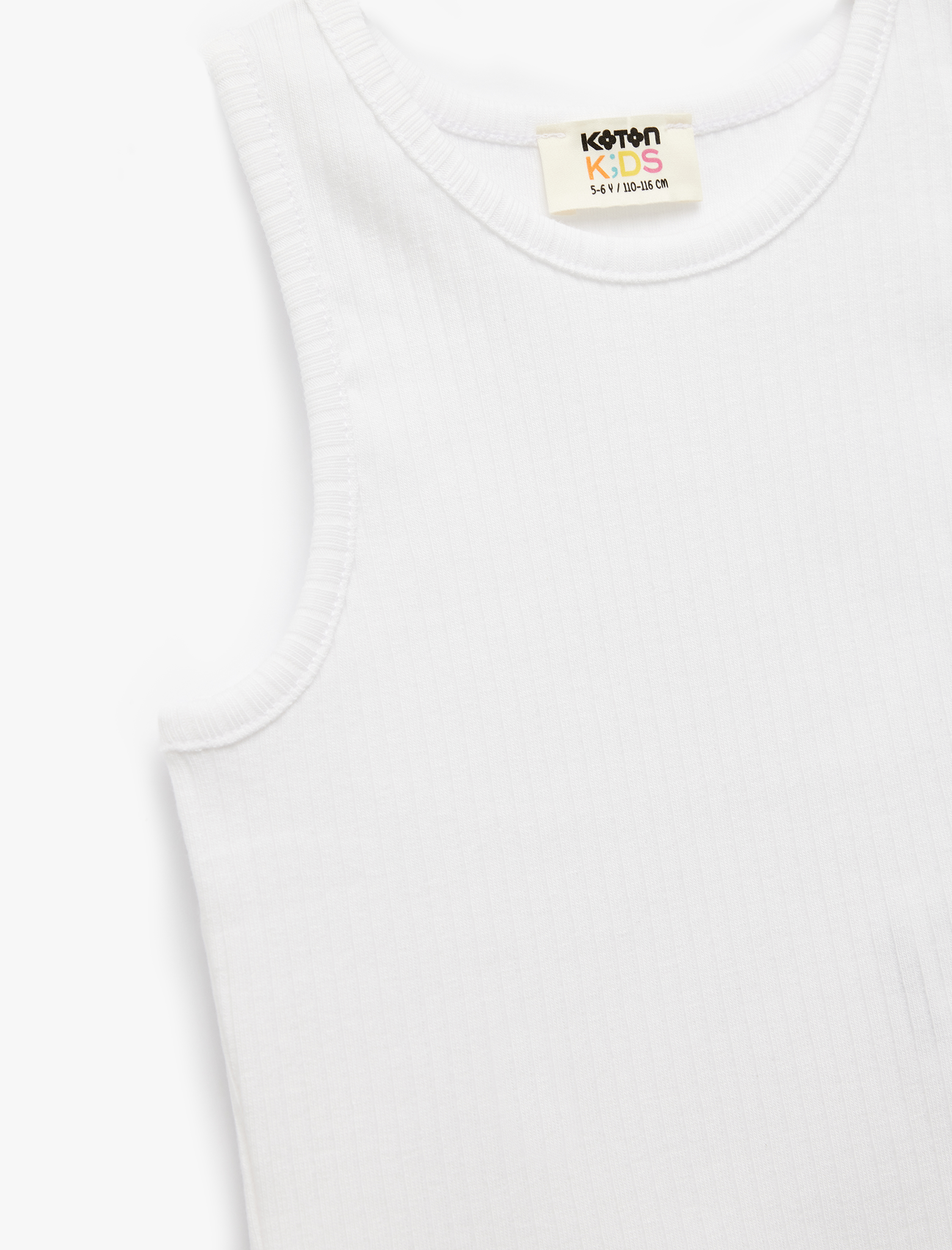  Kız Çocuk Pamuklu Kolsuz Bisiklet Yaka Basic Crop Atlet