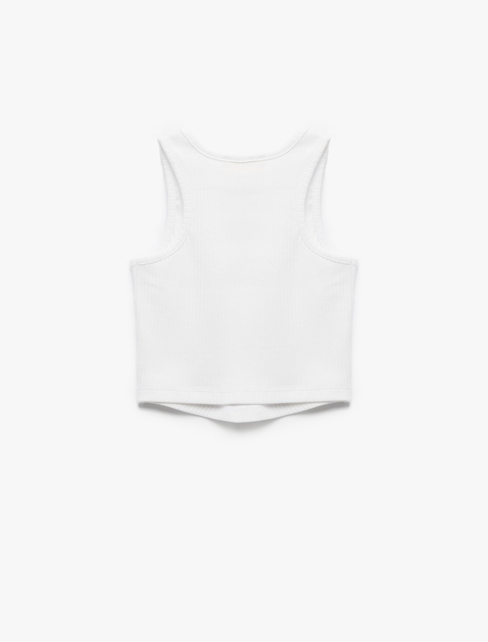 Kız Çocuk Pamuklu Kolsuz Bisiklet Yaka Basic Crop Atlet