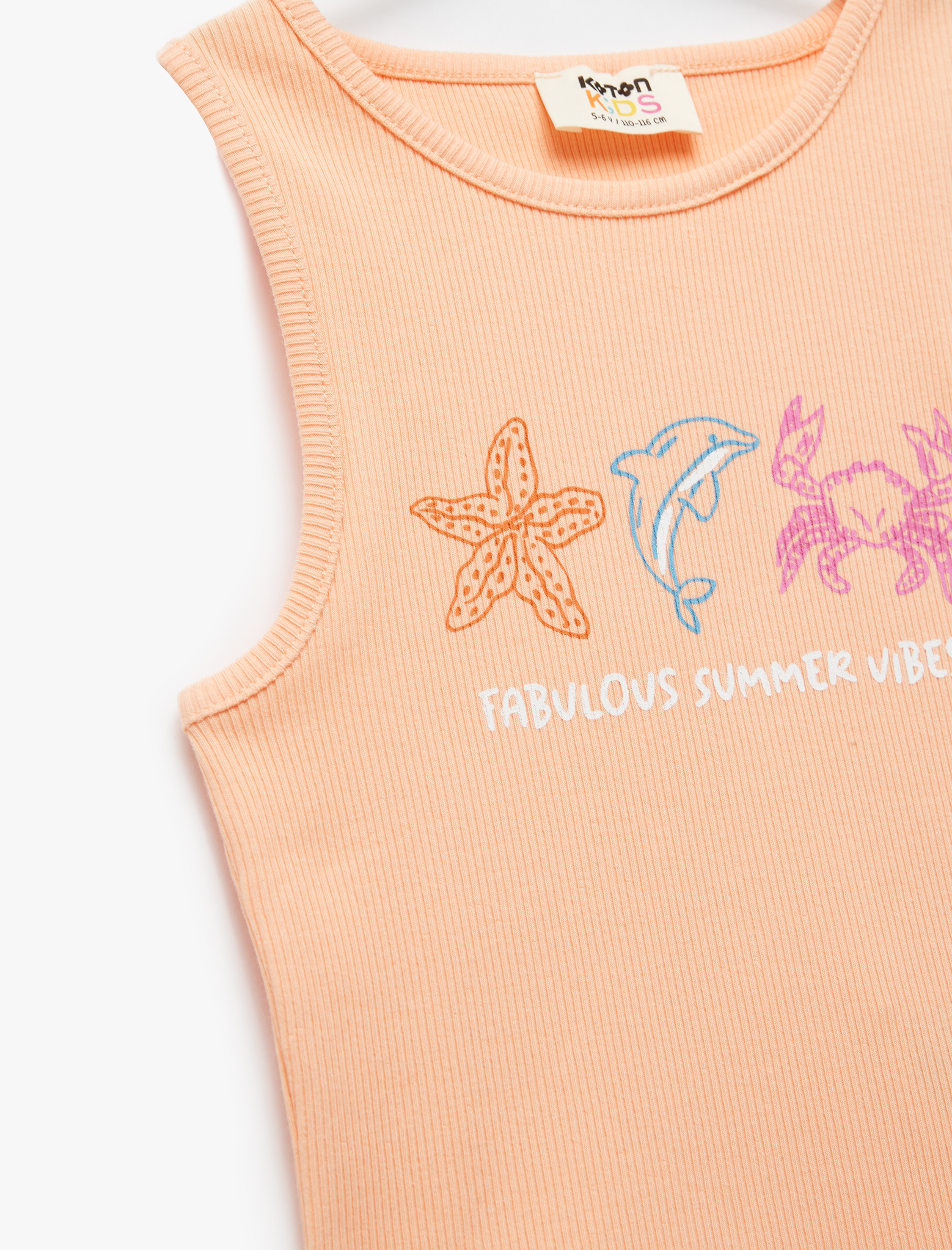  Kız Çocuk Bisiklet Yaka Kolsuz Baskılı Kaşkorse Pamuklu Atlet