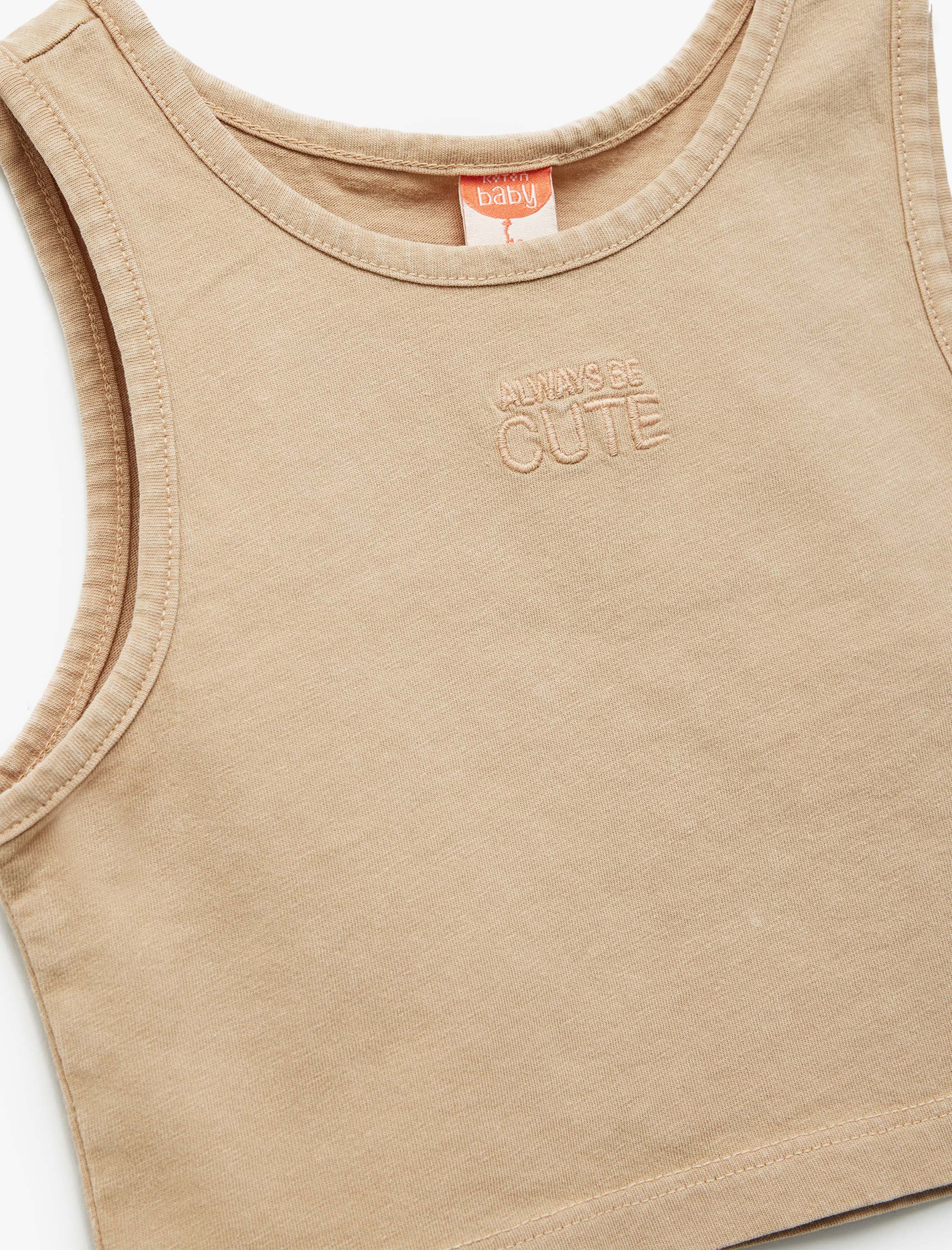  Kız Bebek Pamuklu Bisiklet Yaka Kolsuz İşlemeli Basic Atlet