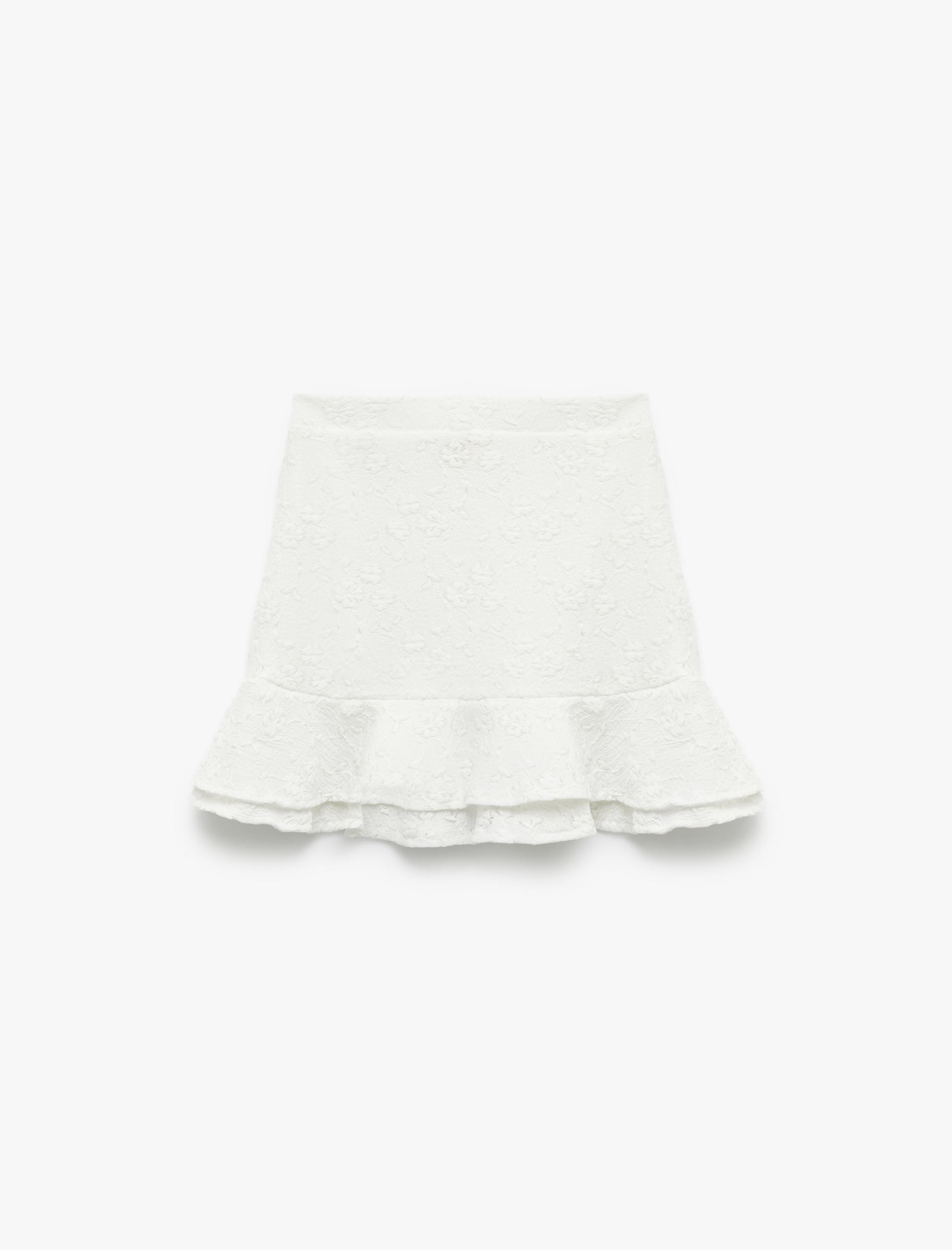  Kız Çocuk Volanlı Brodeli Beli Lastikli Mini Etek