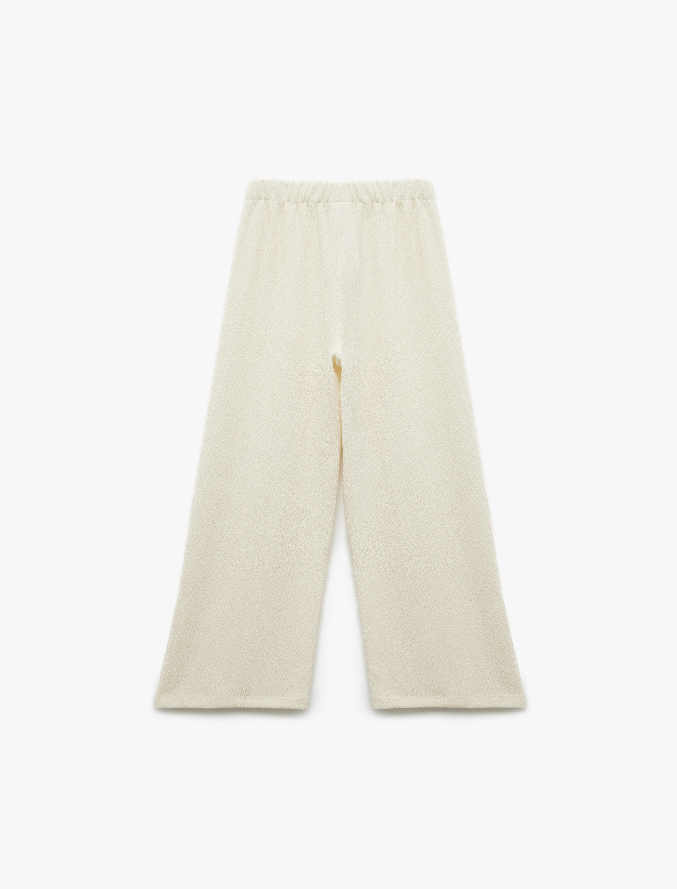 Kız Çocuk Beli Lastikli Viskon Karışımlı Dokulu Geniş Paça Pantolon