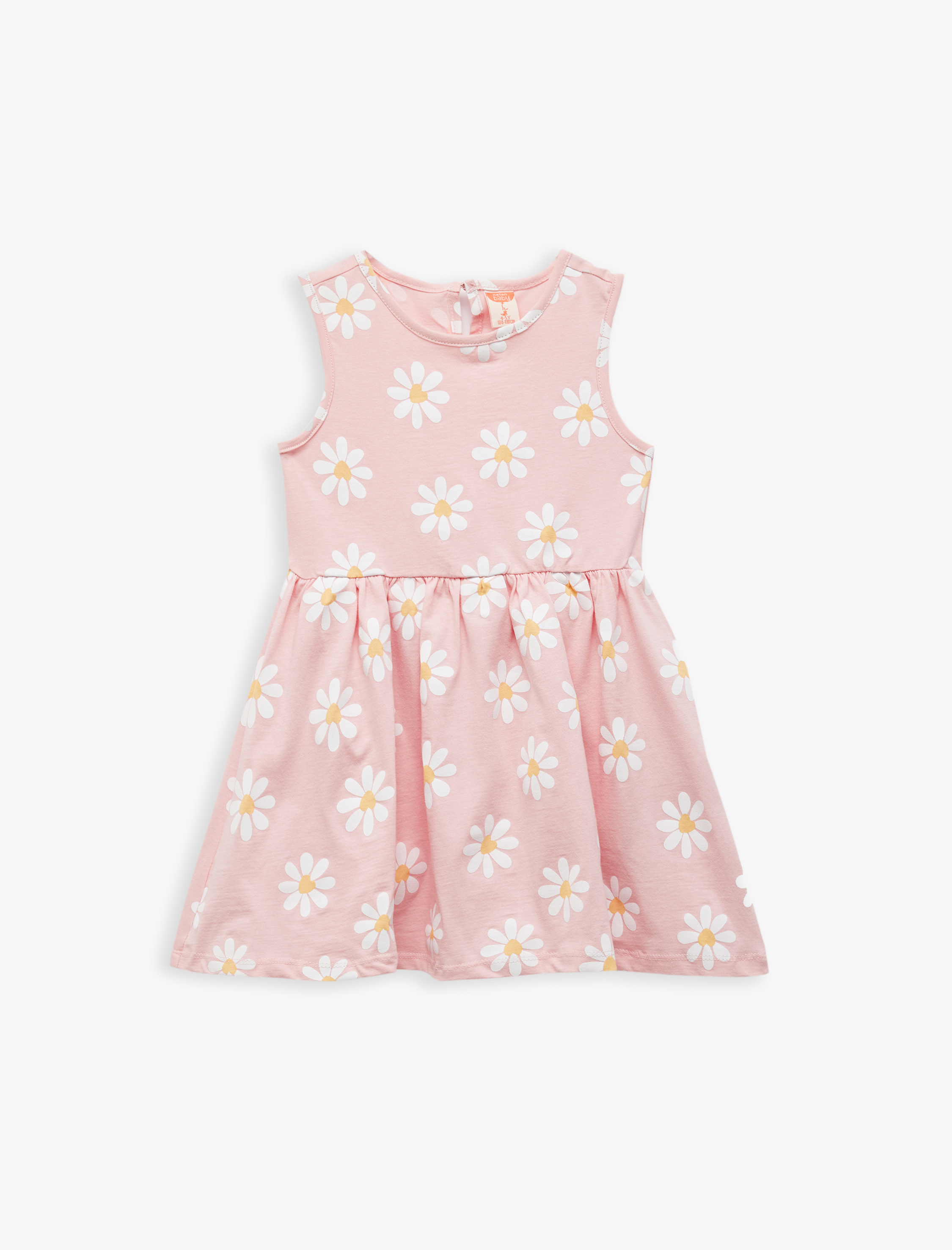  Kız Bebek Kalp ve Çiçek Desenli Pamuklu Bisiklet Yaka 2'li Elbise Seti