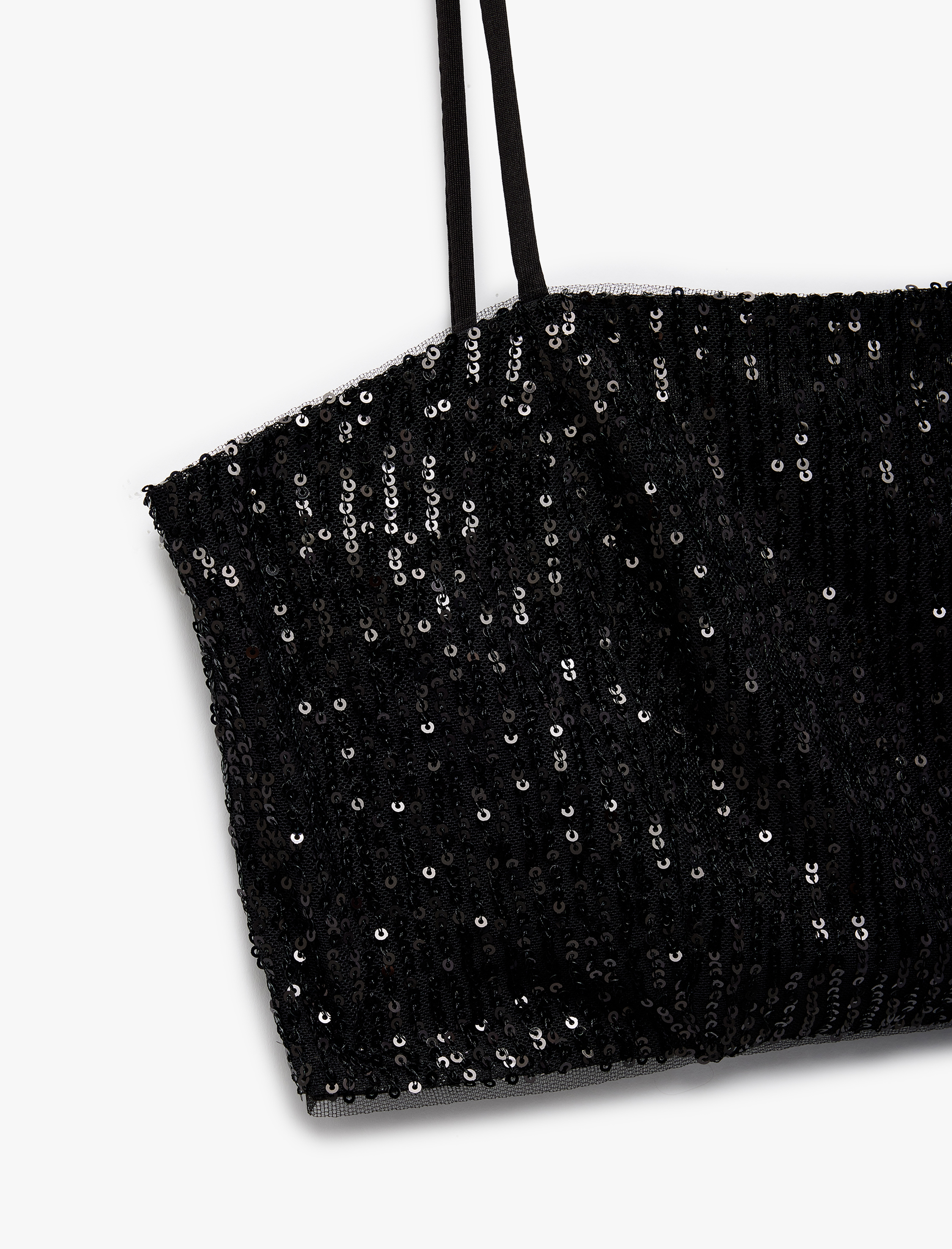   Pullu Payetli İnce Askılı Crop Atlet