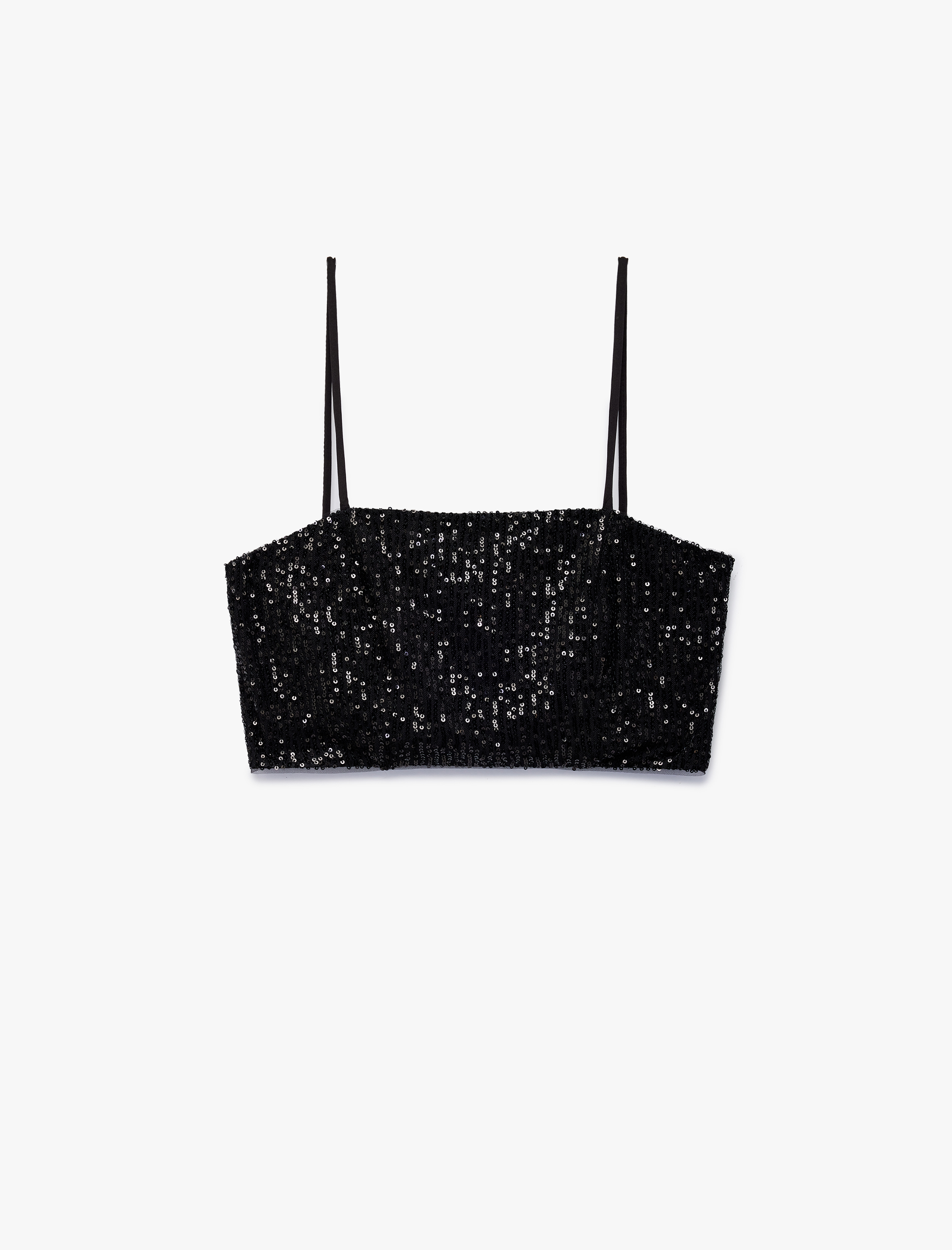   Pullu Payetli İnce Askılı Crop Atlet