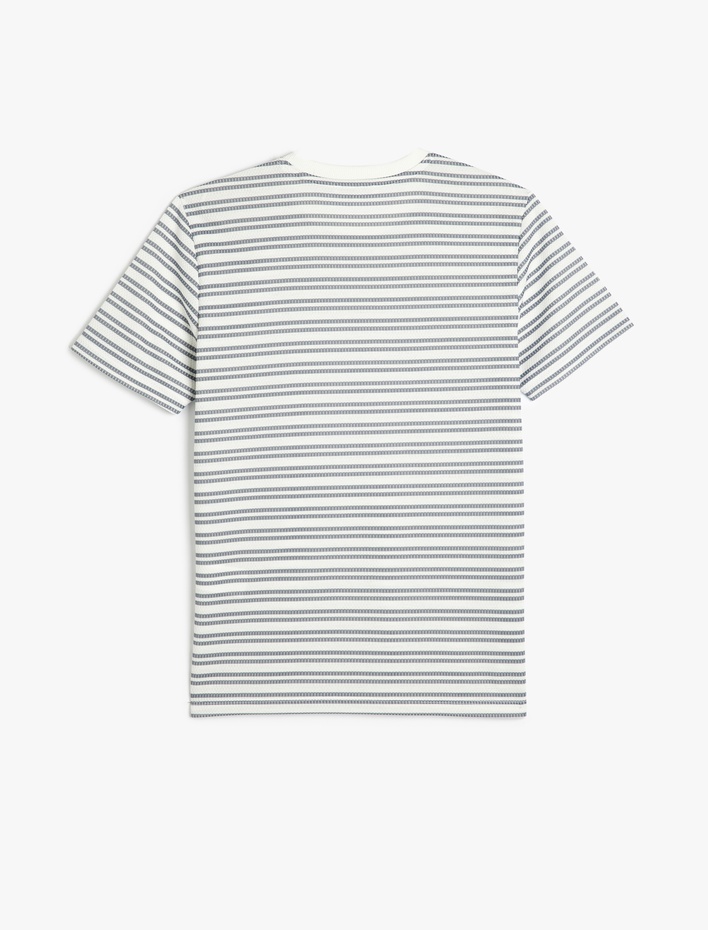  Çizgili Kısa Kollu Bisiklet Yaka Slim Fit Tişört