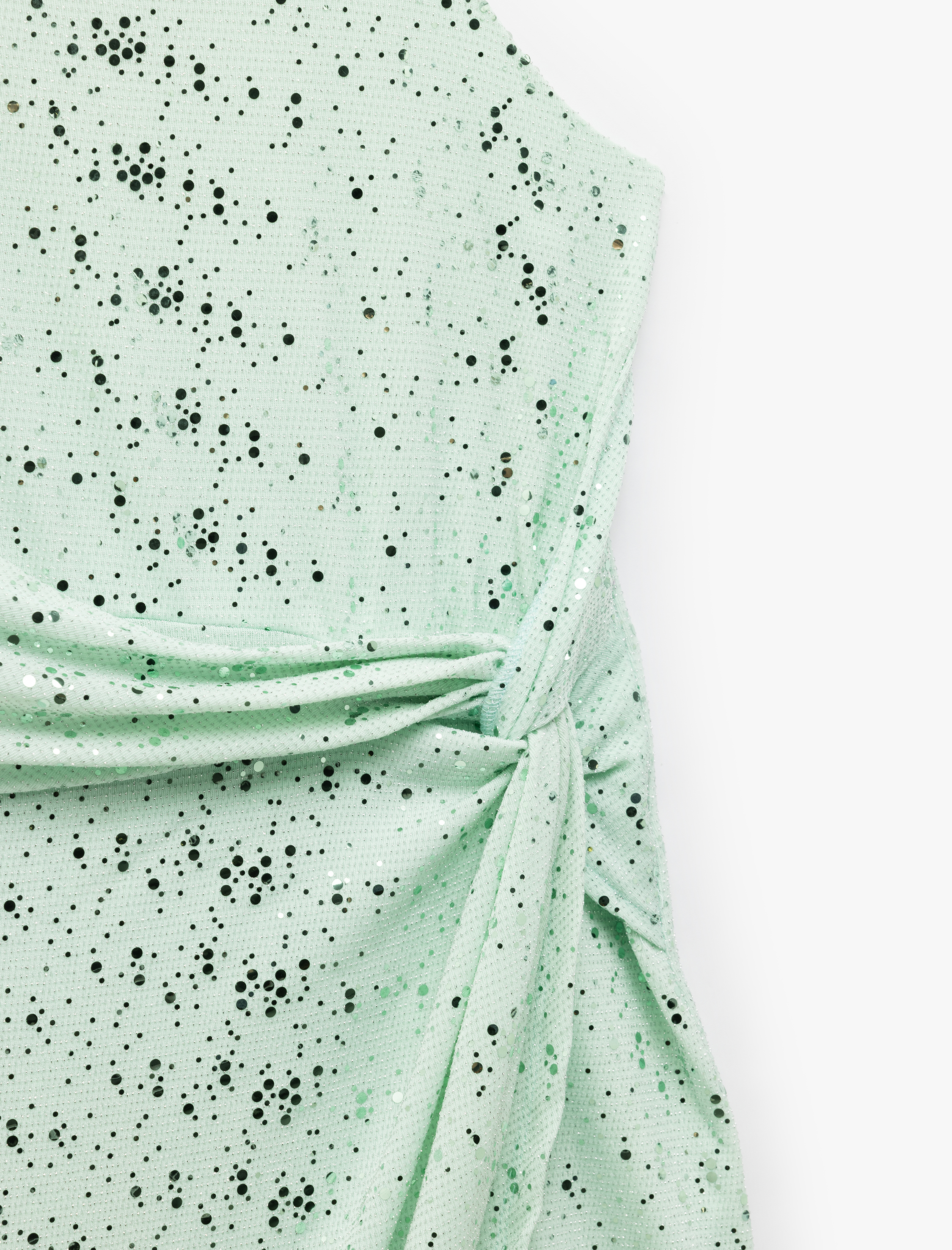 Simli Halter Yaka Kolsuz Bodycon Mini Elbise