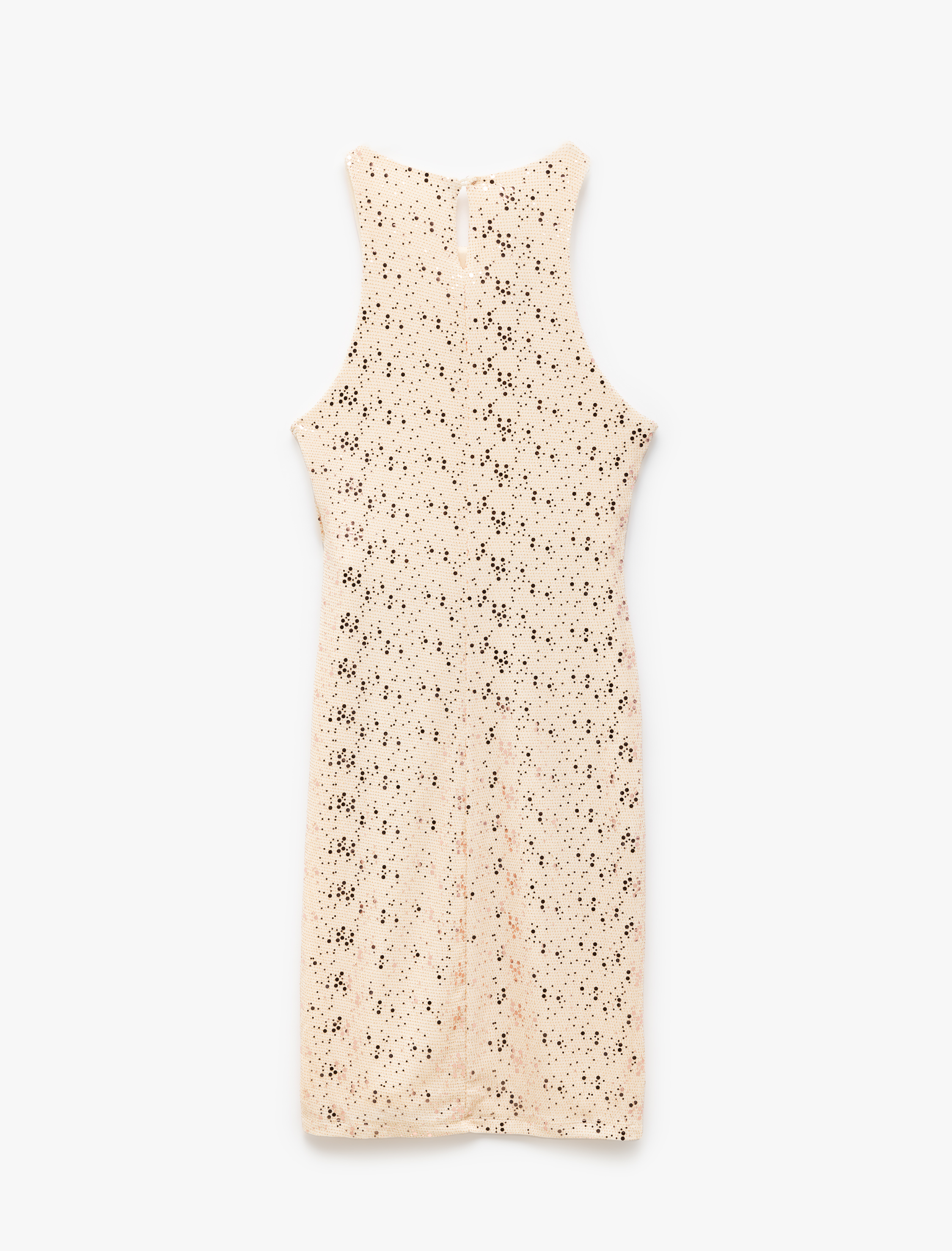 Simli Halter Yaka Kolsuz Bodycon Mini Elbise