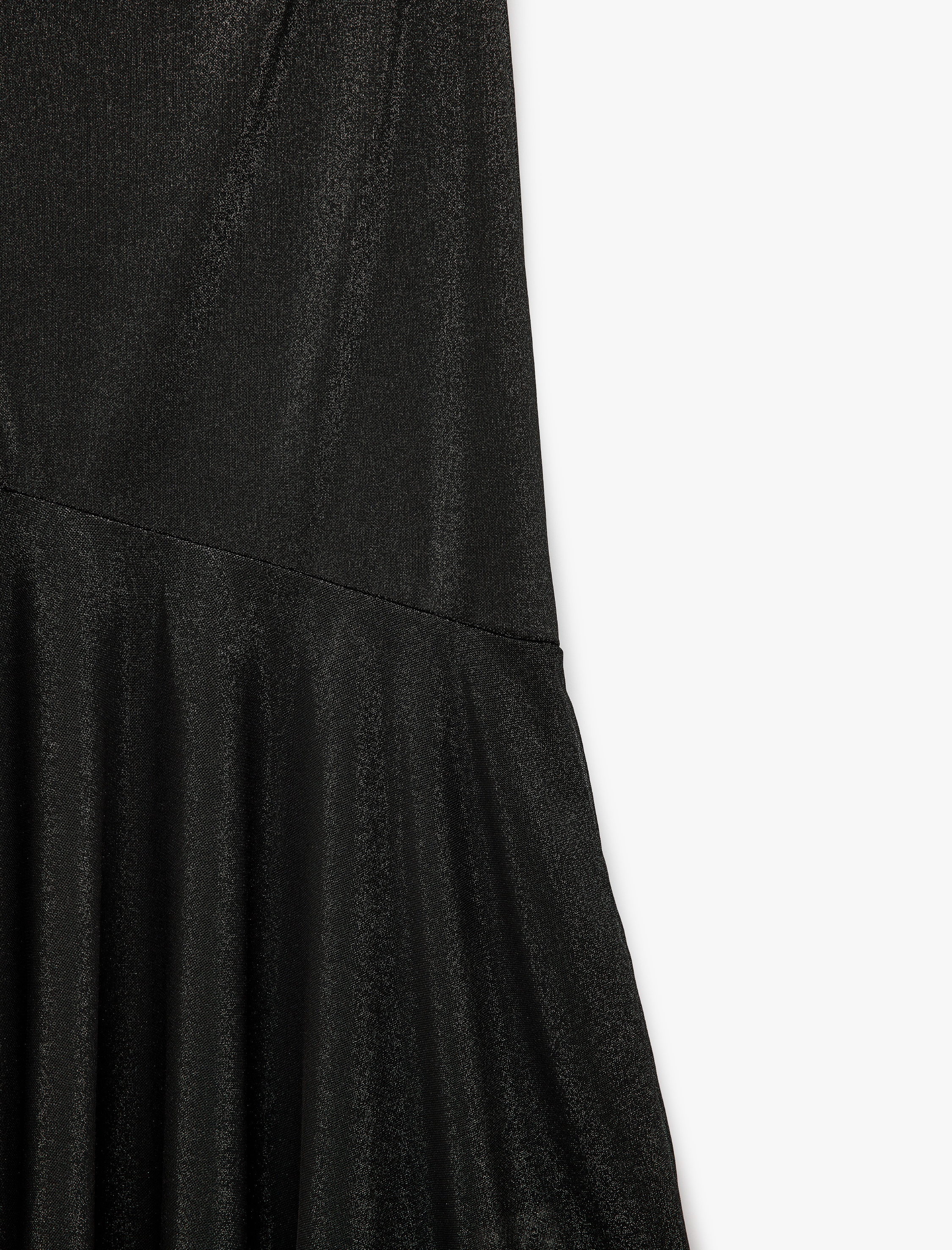 Simli Straplez Asimetrik Drapeli Volanlı Abiye Elbise