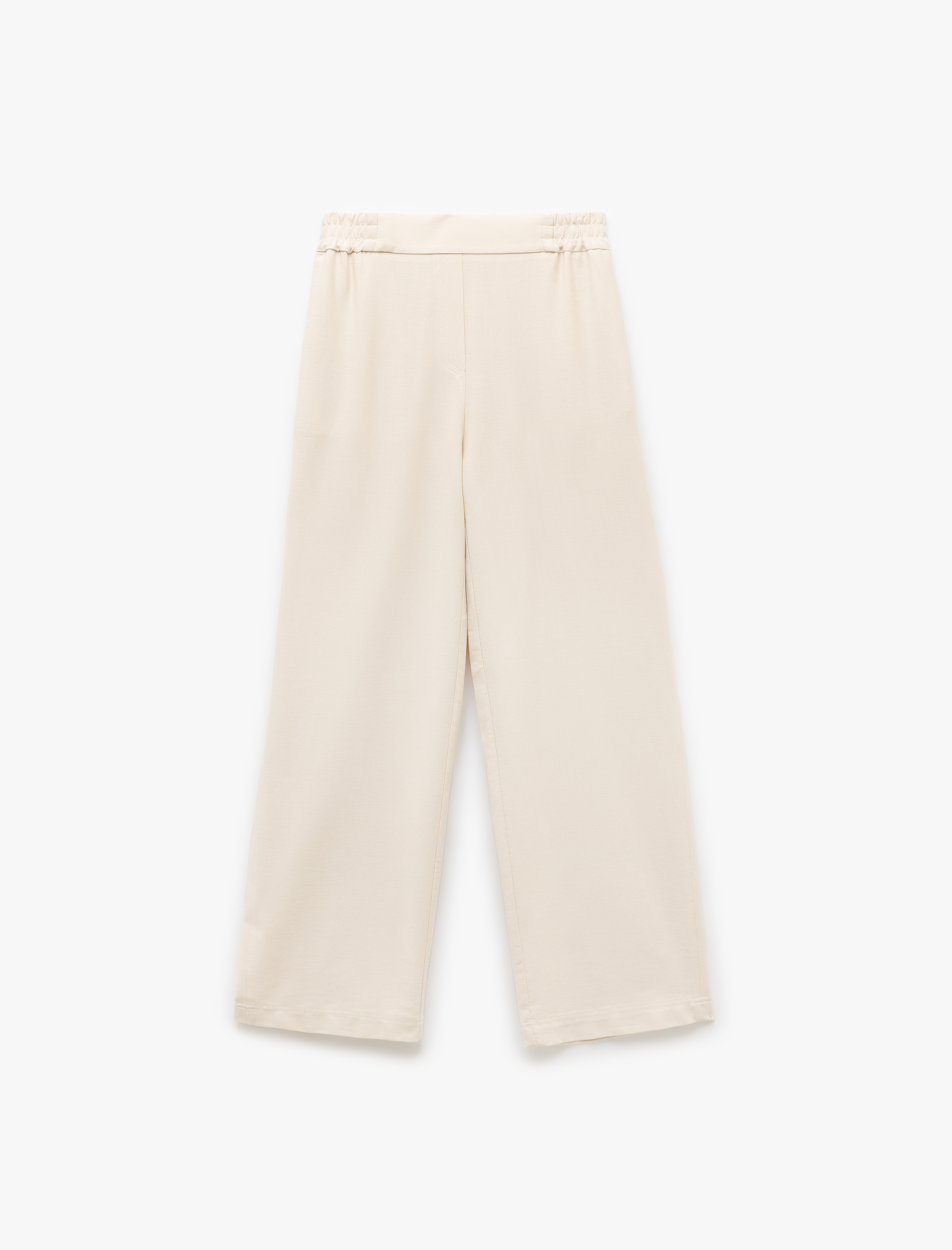   Lastikli Standart Bel Astarlı Viskon Cepli Geniş Paça Pantolon