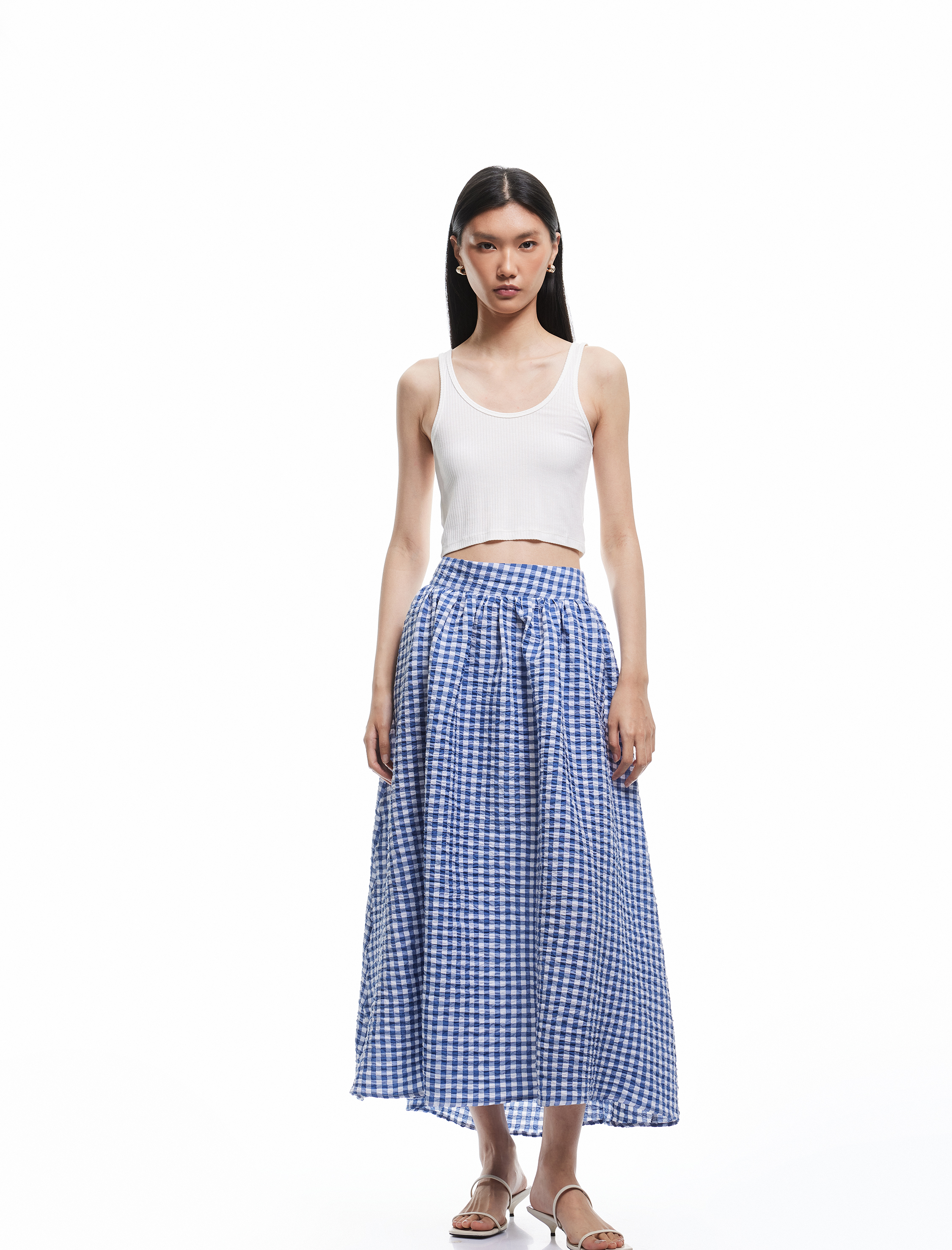   Bol Kesim Cepli Pötikare Desenli Uzun Kloş Etek