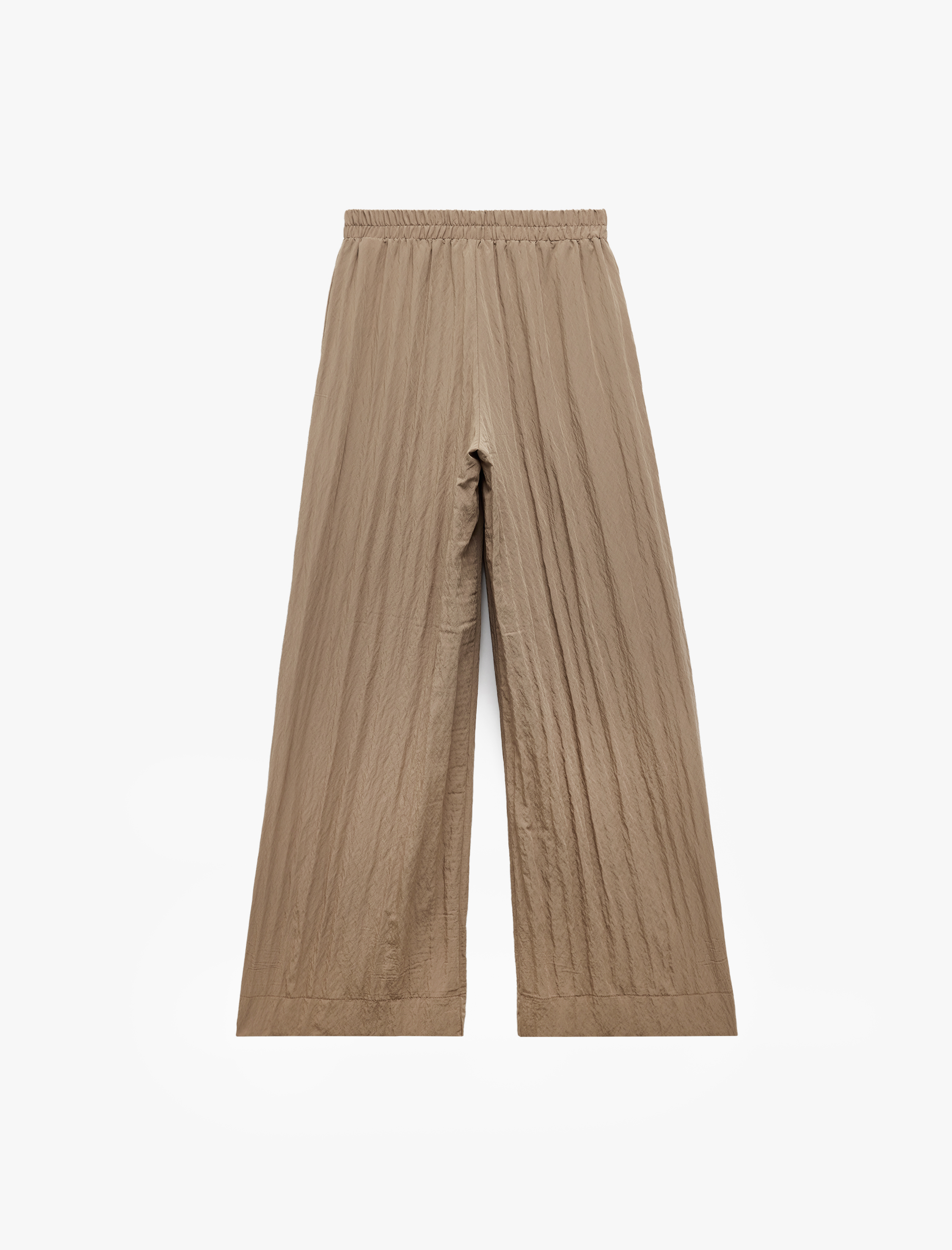   Dokulu Viskon Kumaş Cepli Düz Geniş Paça Pantolon