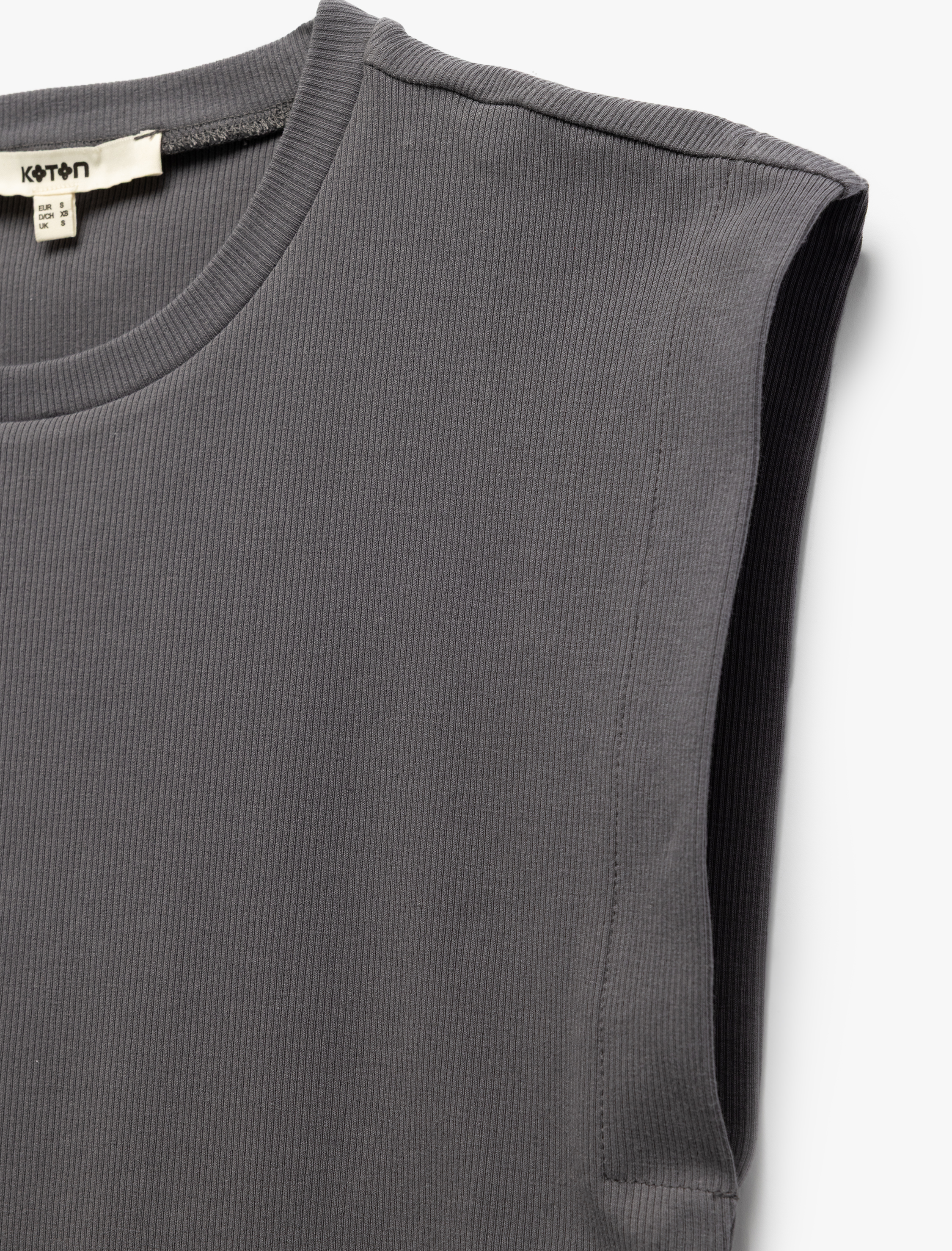   Pamuklu Bisiklet Yaka Kolsuz Basic Tişört