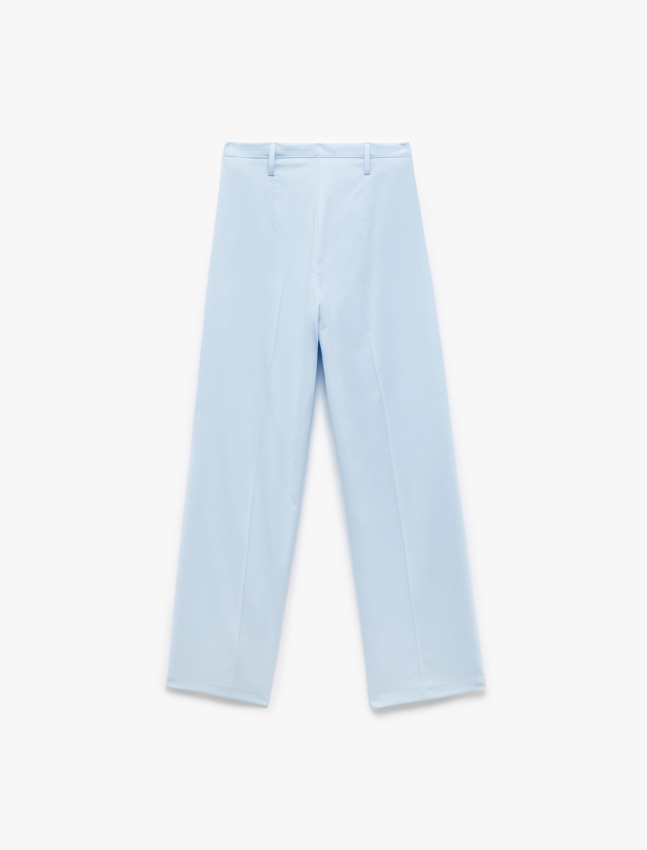   Yüksek Bel Düğmeli Düz Paça Kumaş Pantolon