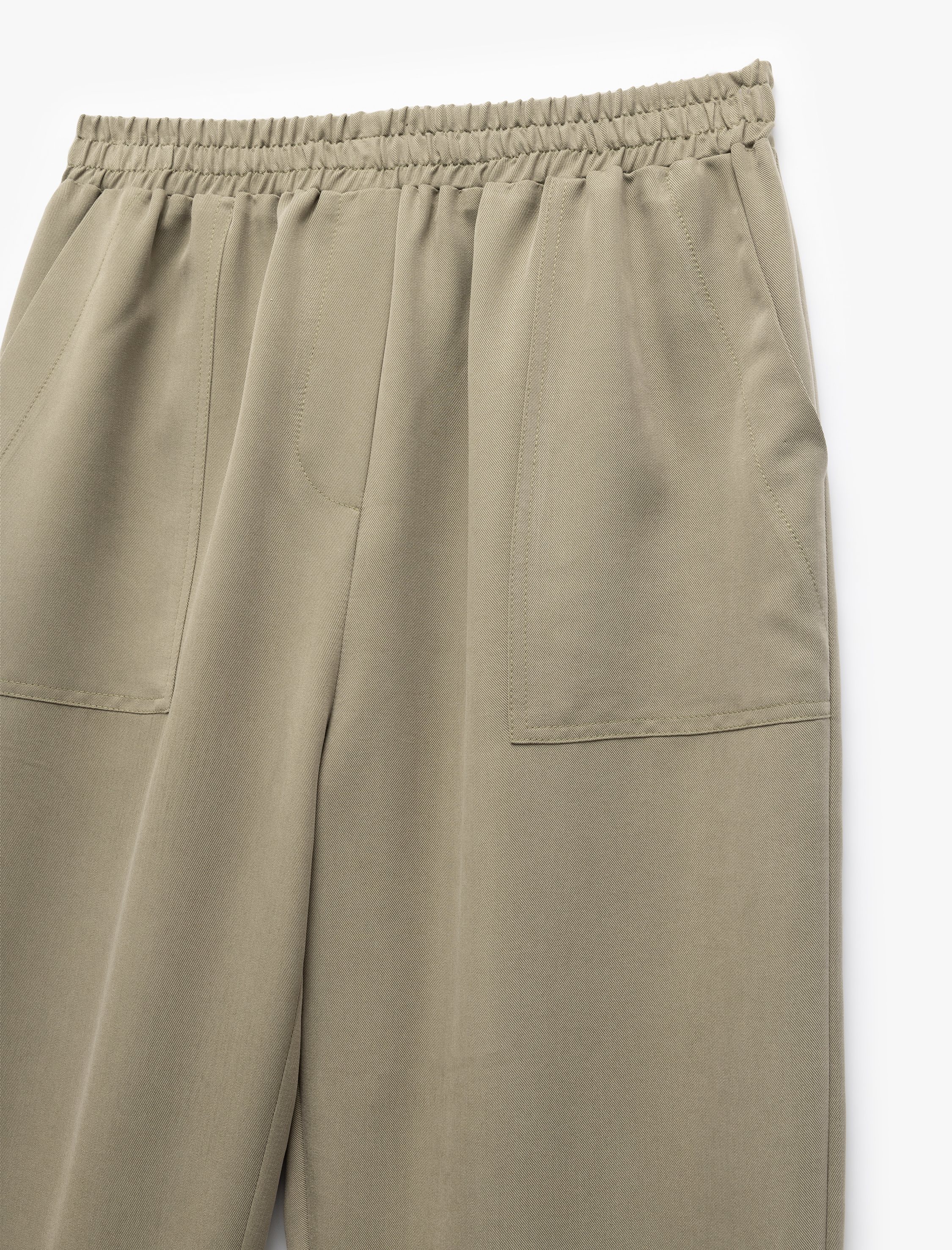   Modal Cupro Kumaş Yüksek Bel Cepli Havuç Kesim Pantolon