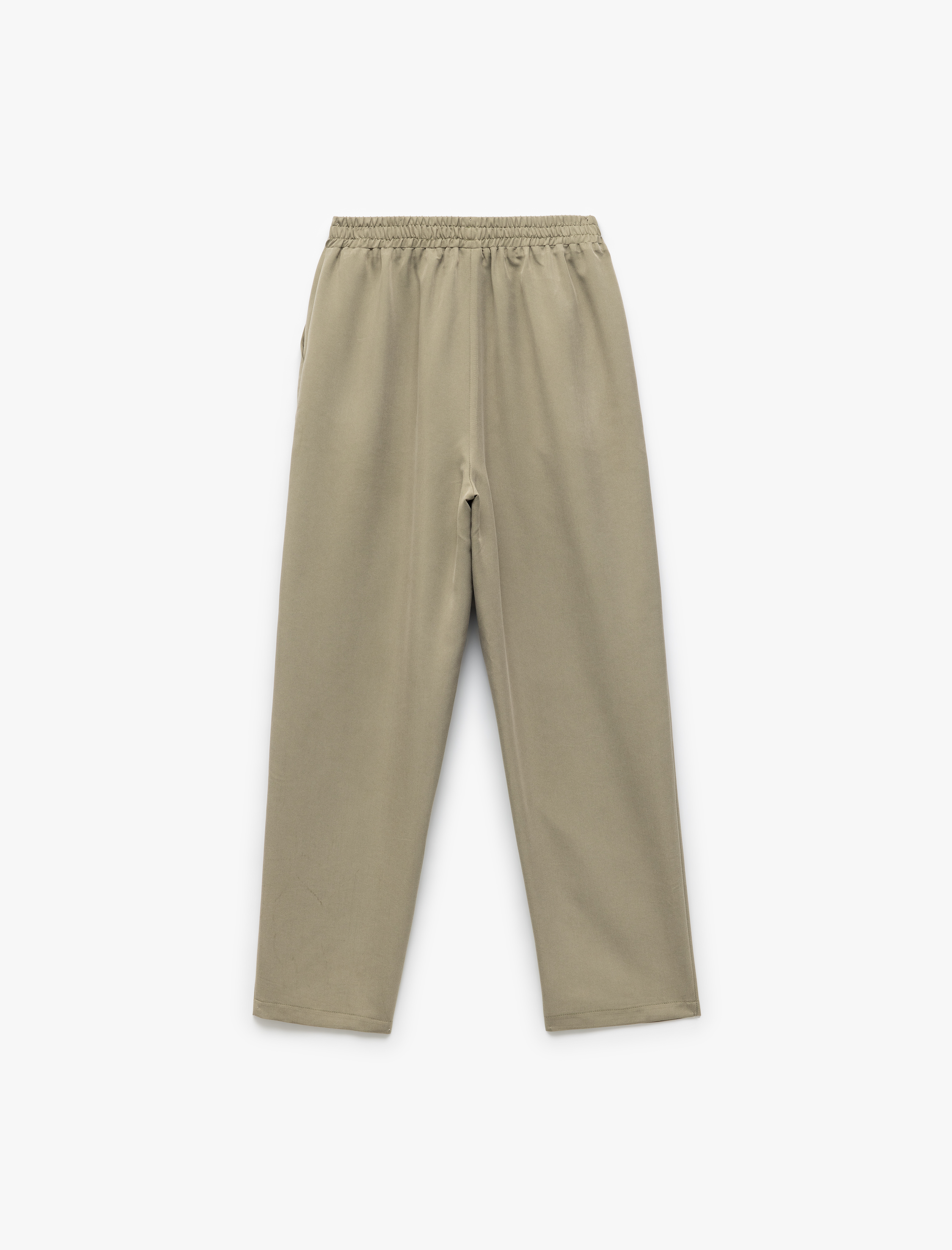   Modal Cupro Kumaş Yüksek Bel Cepli Havuç Kesim Pantolon