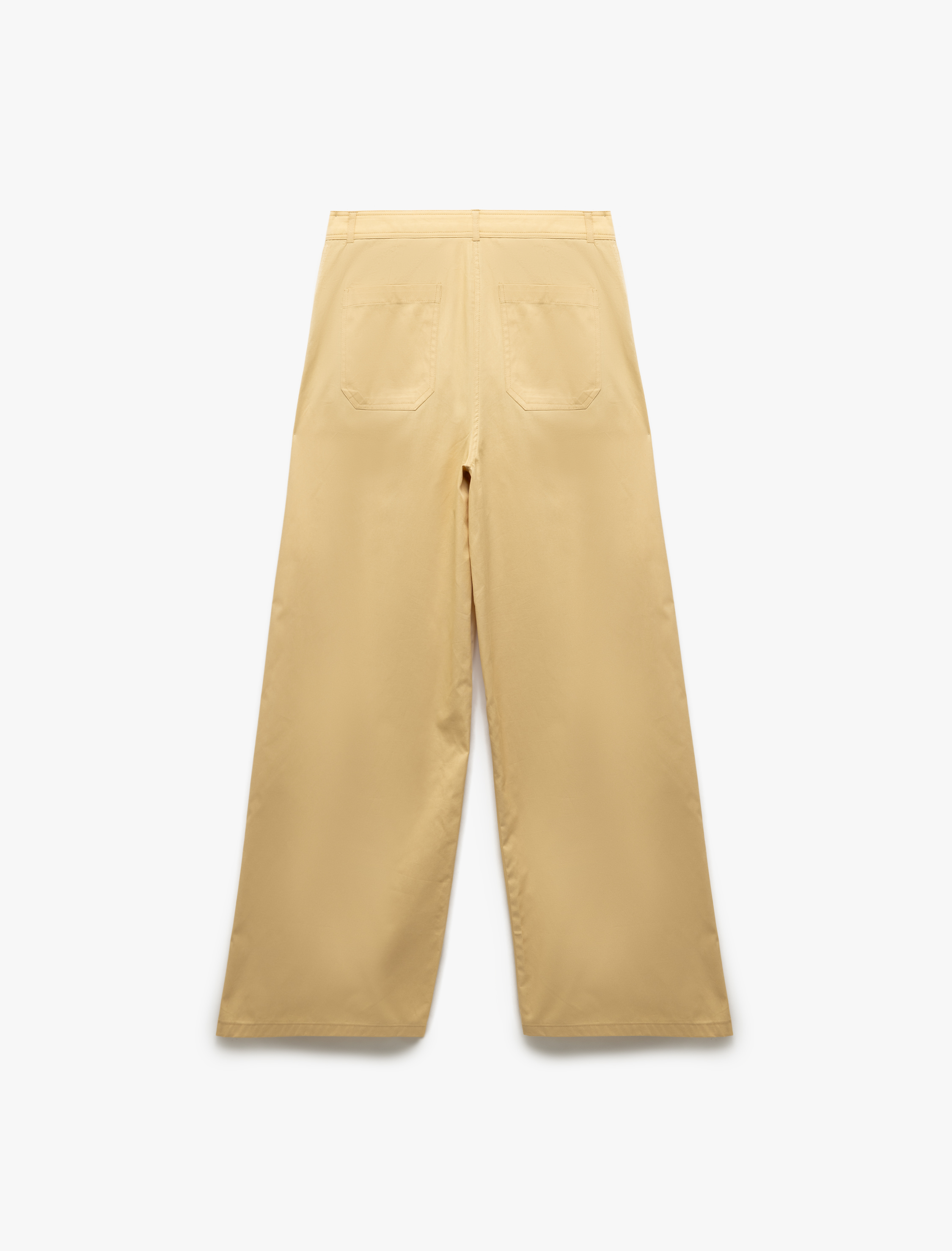   Pamuklu Poplin Kumaş Pileli Geniş Paça Pantolon