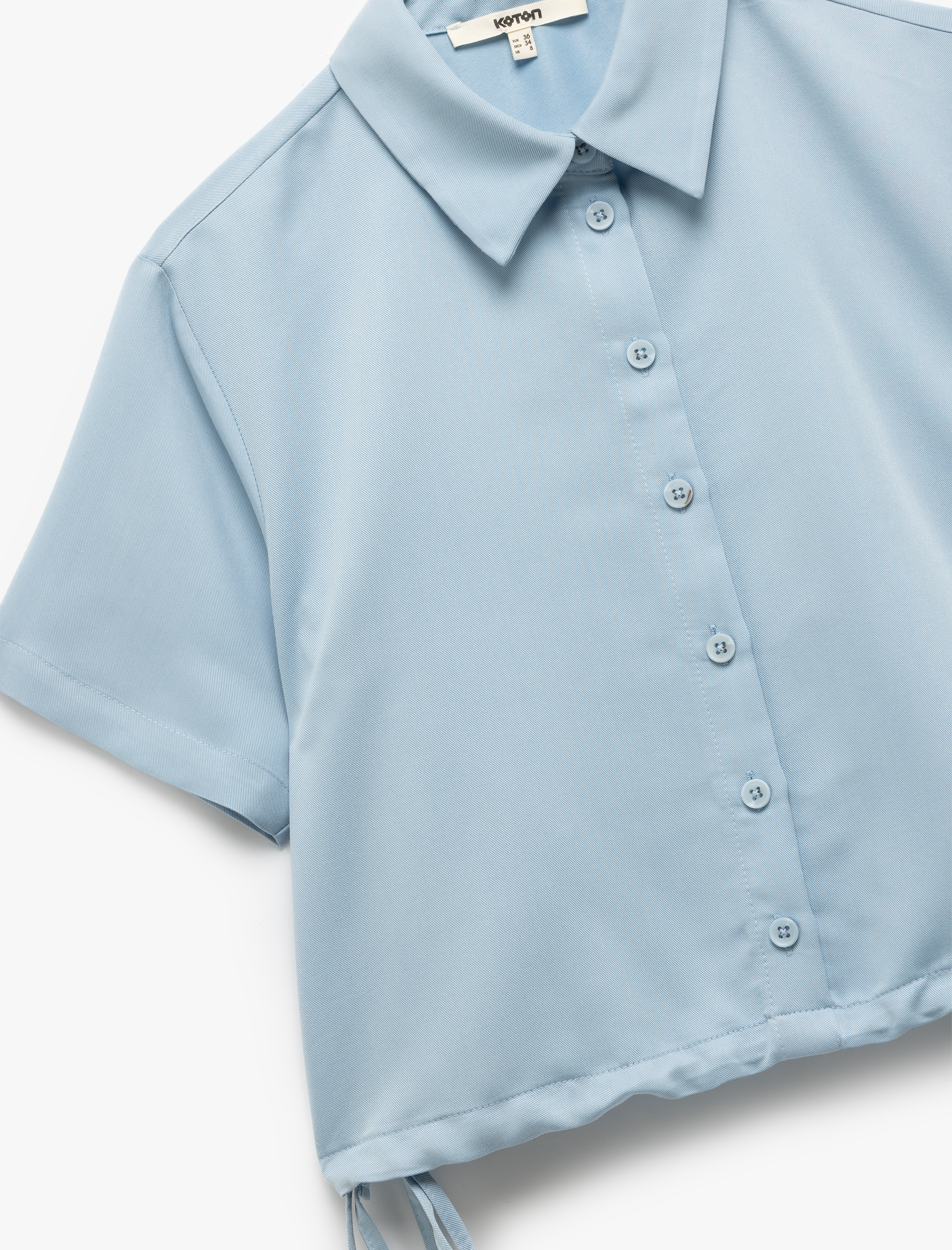   Beli Bağcıklı Modal Cupro Kumaş Kısa Kollu Gömlek