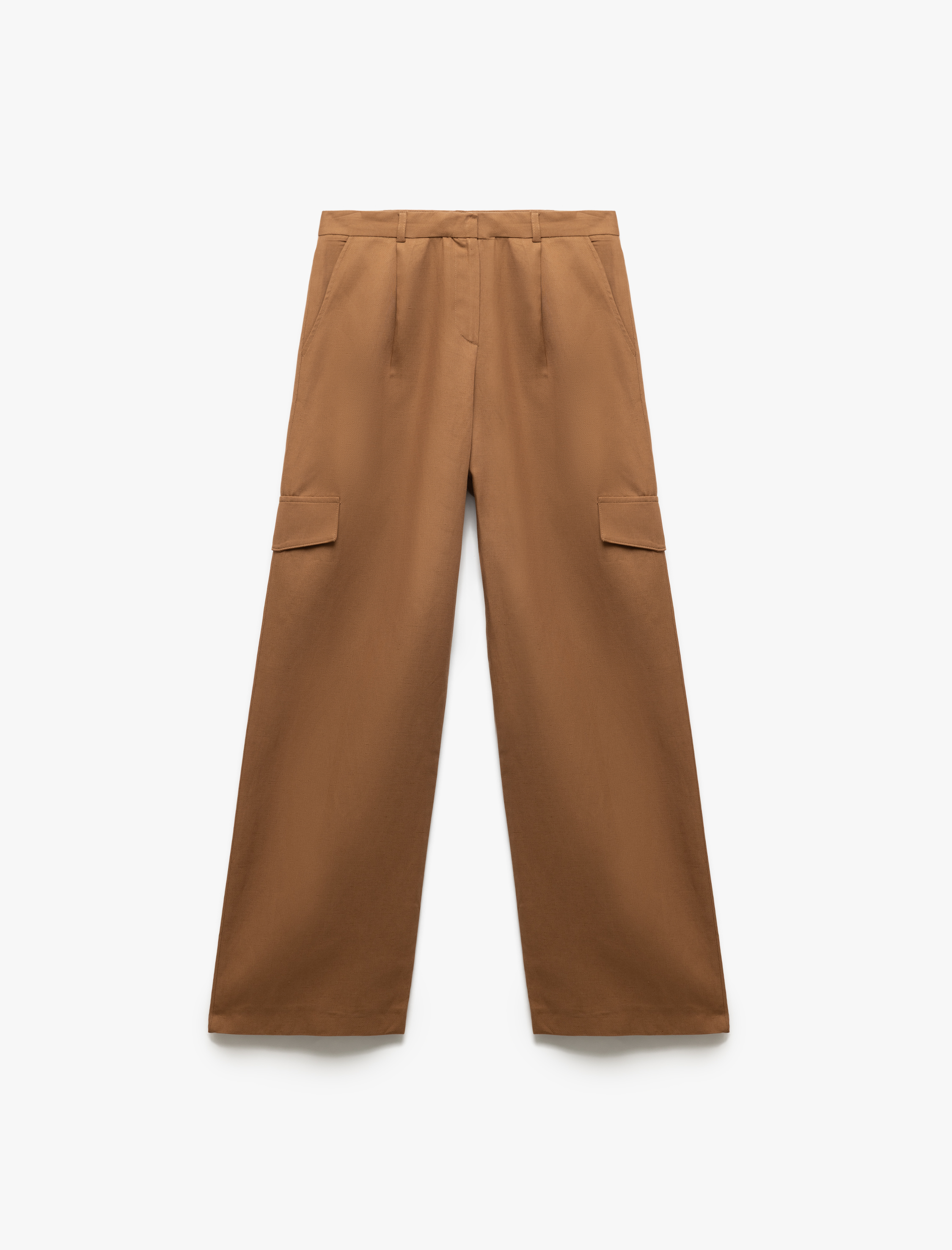   Normal Bel Kargo Cepli Uzun Düz Bol Paça Saten Pantolon